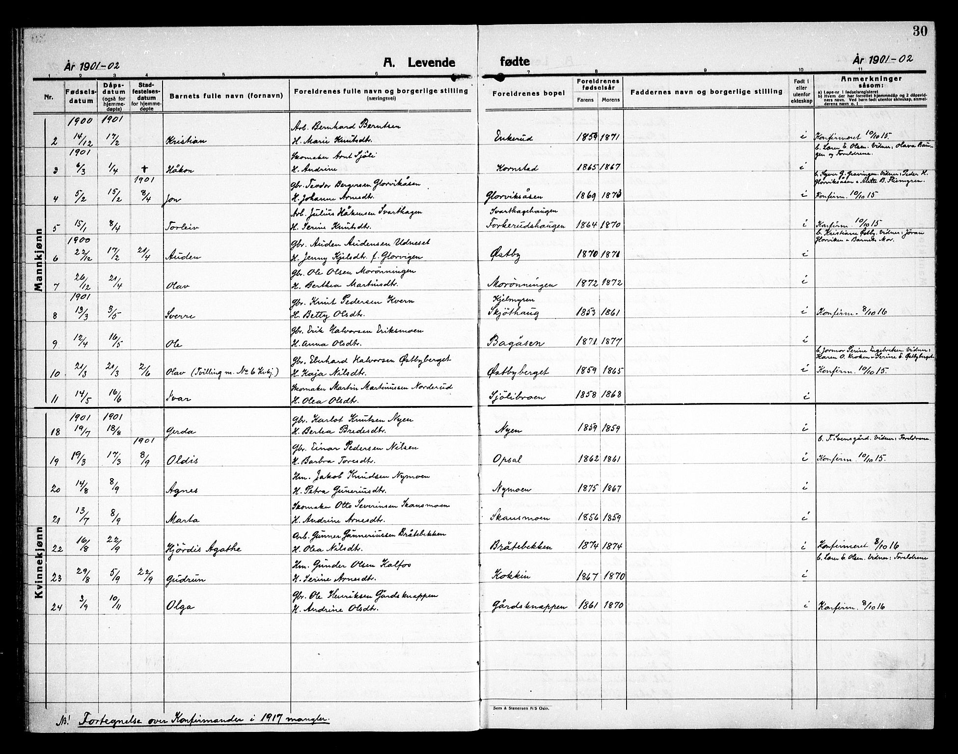 Åsnes prestekontor, AV/SAH-PREST-042/H/Ha/Haa/L0000D: Parish register (official) no. 0B, 1890-1929, p. 30