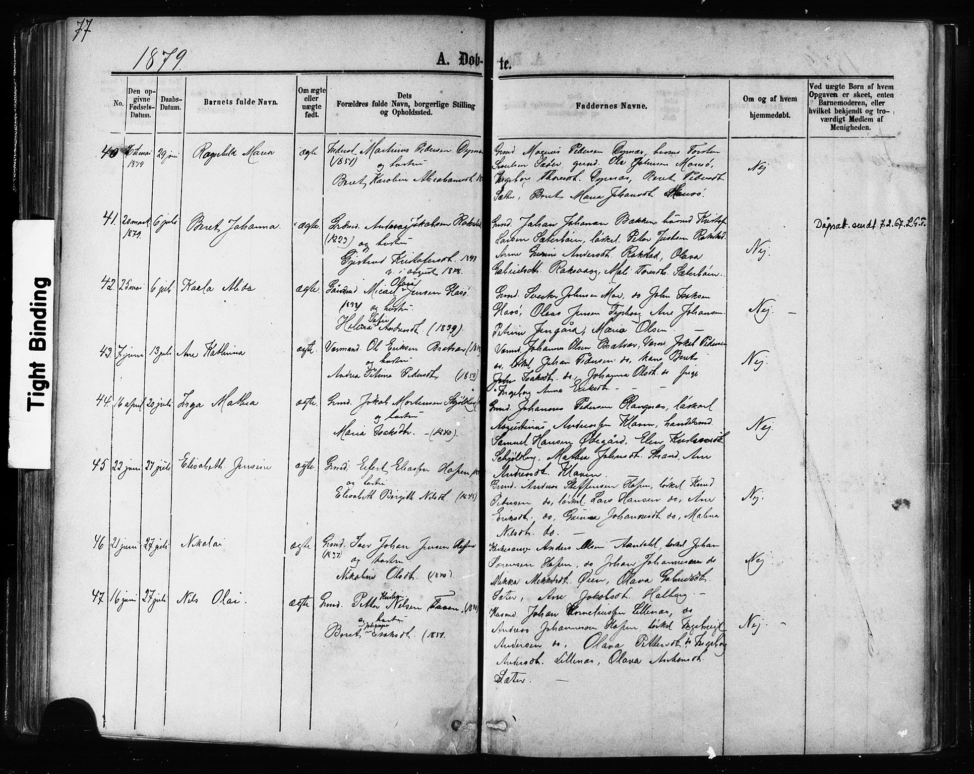 Ministerialprotokoller, klokkerbøker og fødselsregistre - Møre og Romsdal, AV/SAT-A-1454/581/L0938: Parish register (official) no. 581A06, 1873-1879, p. 77