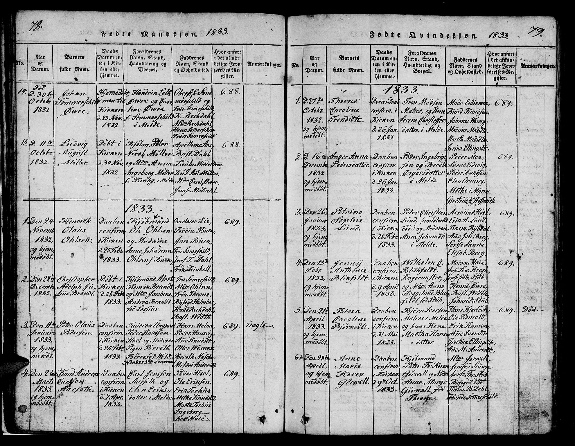 Ministerialprotokoller, klokkerbøker og fødselsregistre - Møre og Romsdal, SAT/A-1454/558/L0700: Parish register (copy) no. 558C01, 1818-1868, p. 78-79