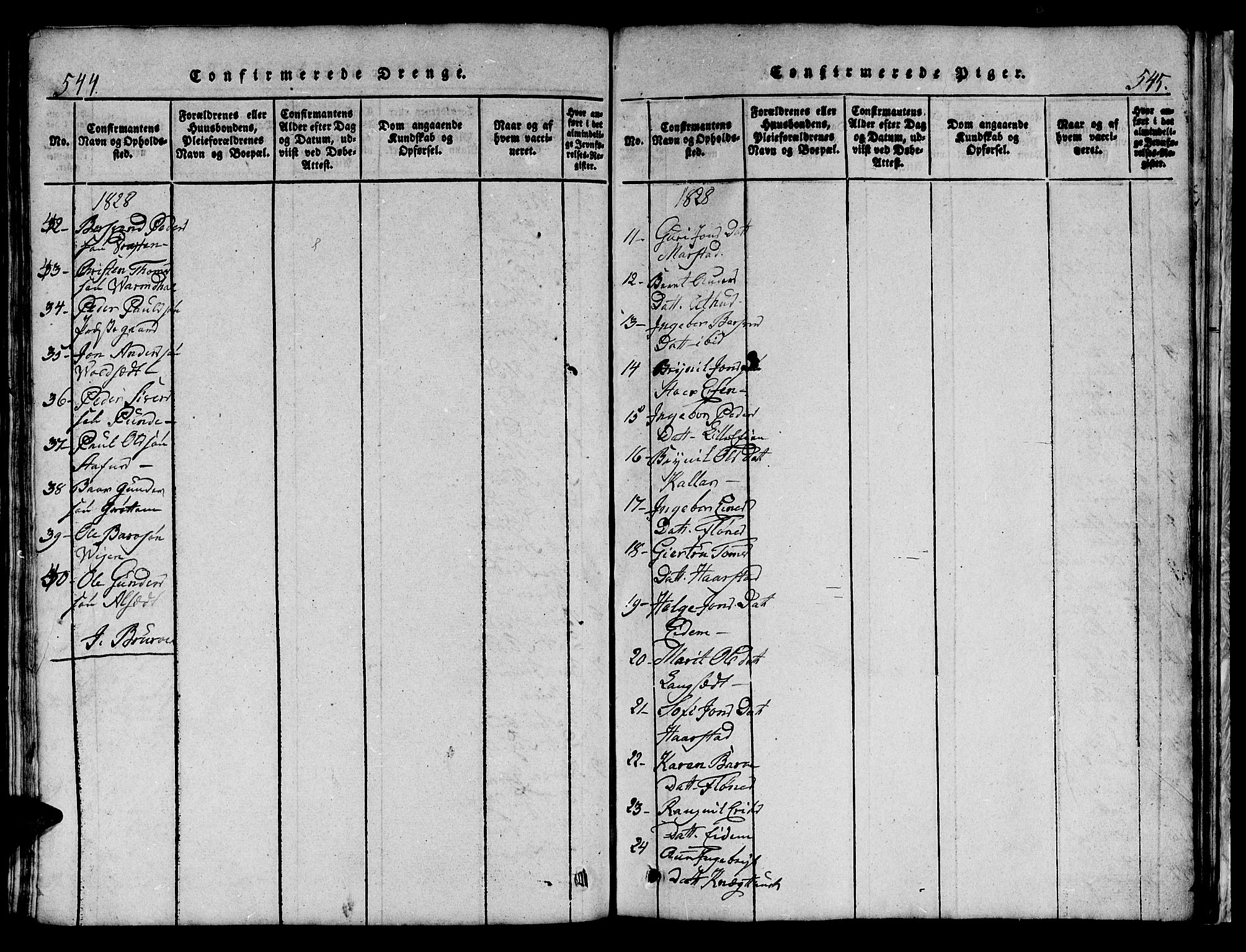 Ministerialprotokoller, klokkerbøker og fødselsregistre - Sør-Trøndelag, SAT/A-1456/695/L1152: Parish register (copy) no. 695C03, 1816-1831, p. 544-545