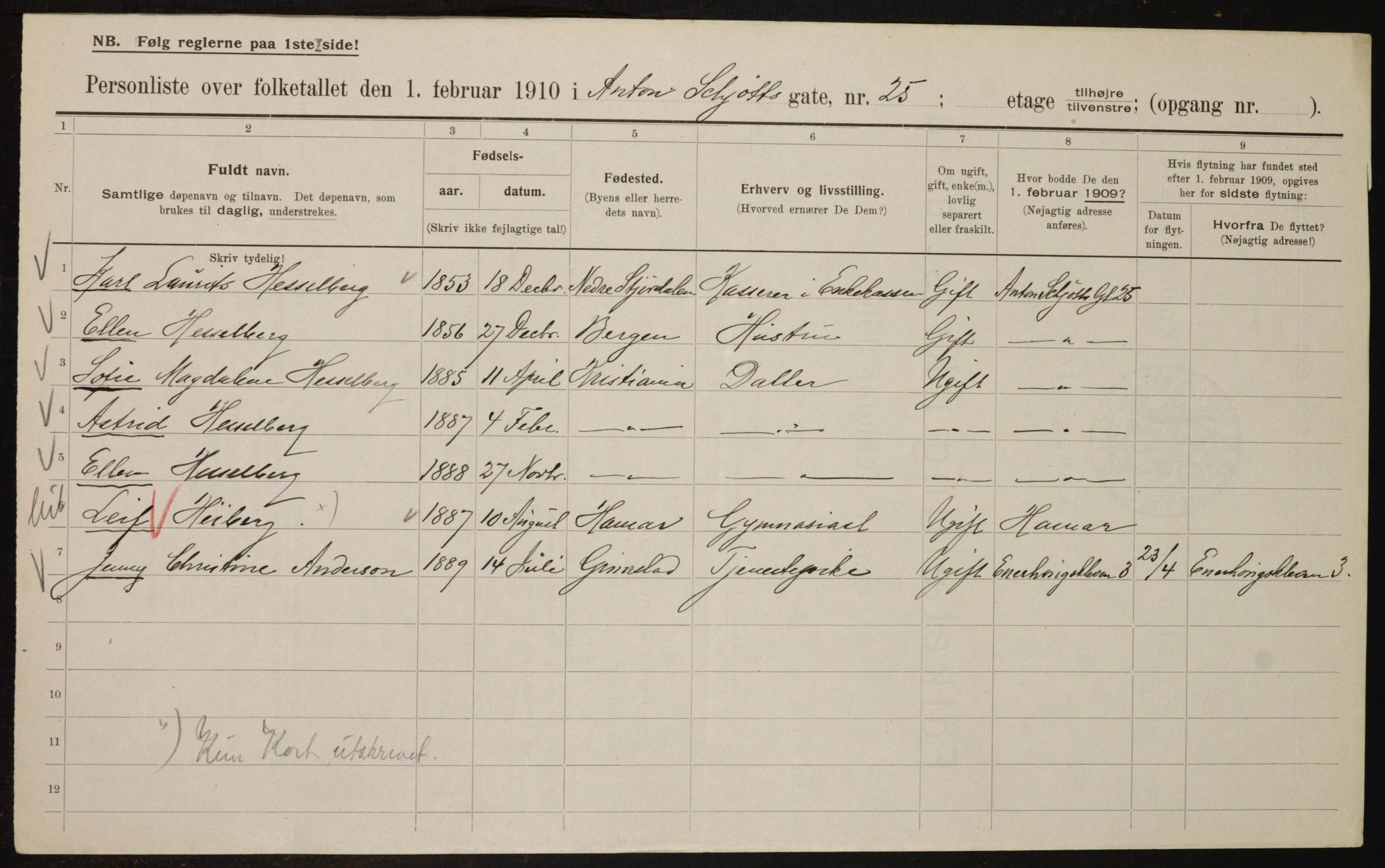 OBA, Municipal Census 1910 for Kristiania, 1910, p. 1246