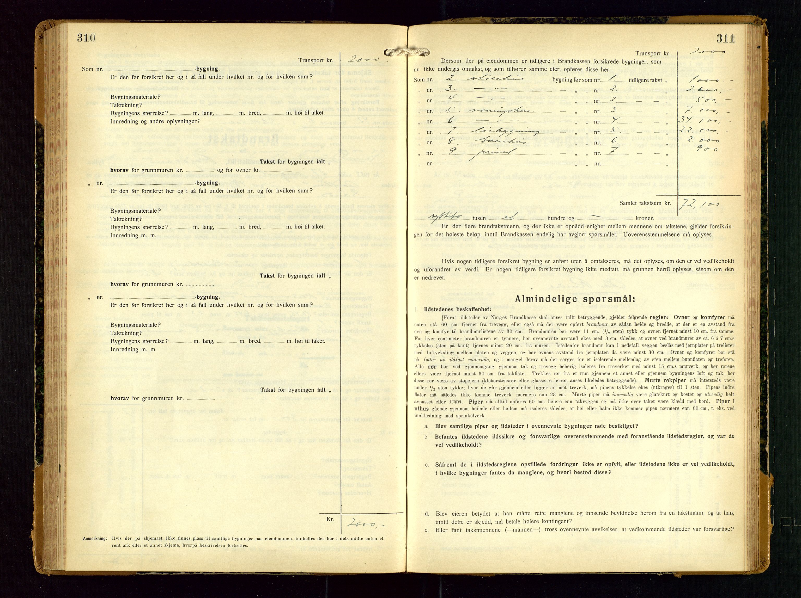 Sauda lensmannskontor, AV/SAST-A-100177/Gob/L0003: Branntakstprotokoll - skjematakst, 1928-1936, p. 310-311