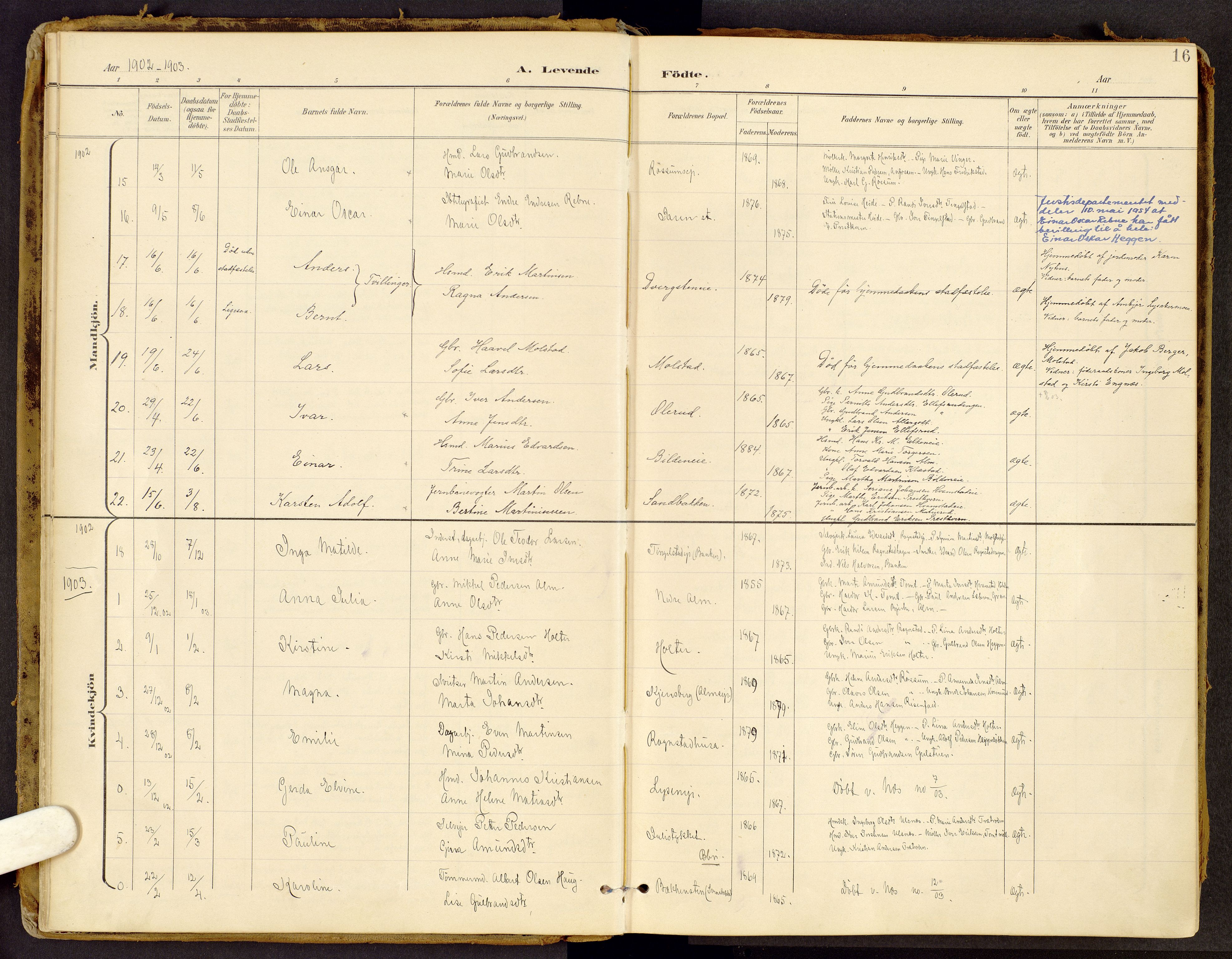 Brandbu prestekontor, SAH/PREST-114/H/Ha/Haa/L0002: Parish register (official) no. 2, 1899-1914, p. 16