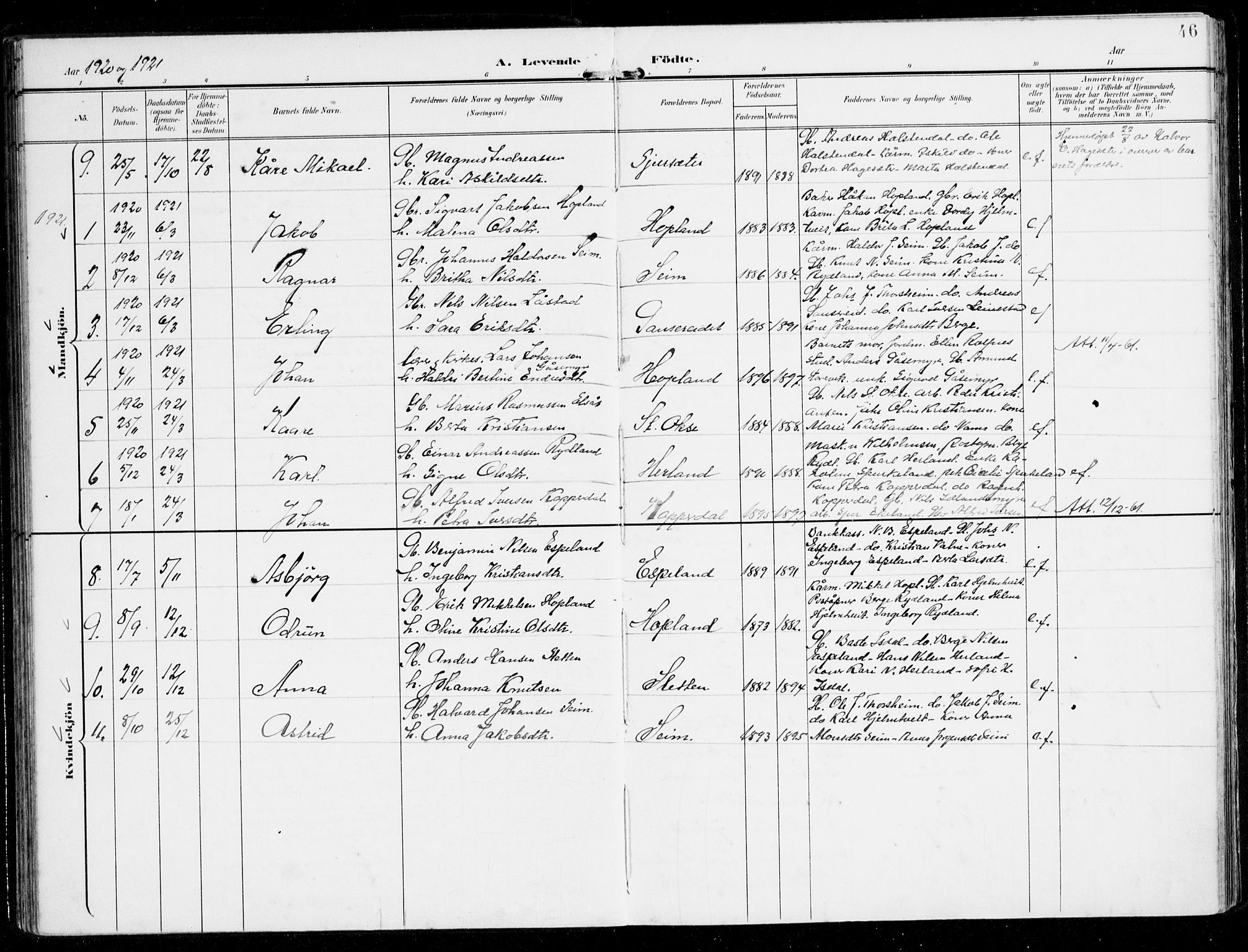 Alversund Sokneprestembete, AV/SAB-A-73901/H/Ha/Haa/Haad/L0004: Parish register (official) no. D 4, 1898-1926, p. 46