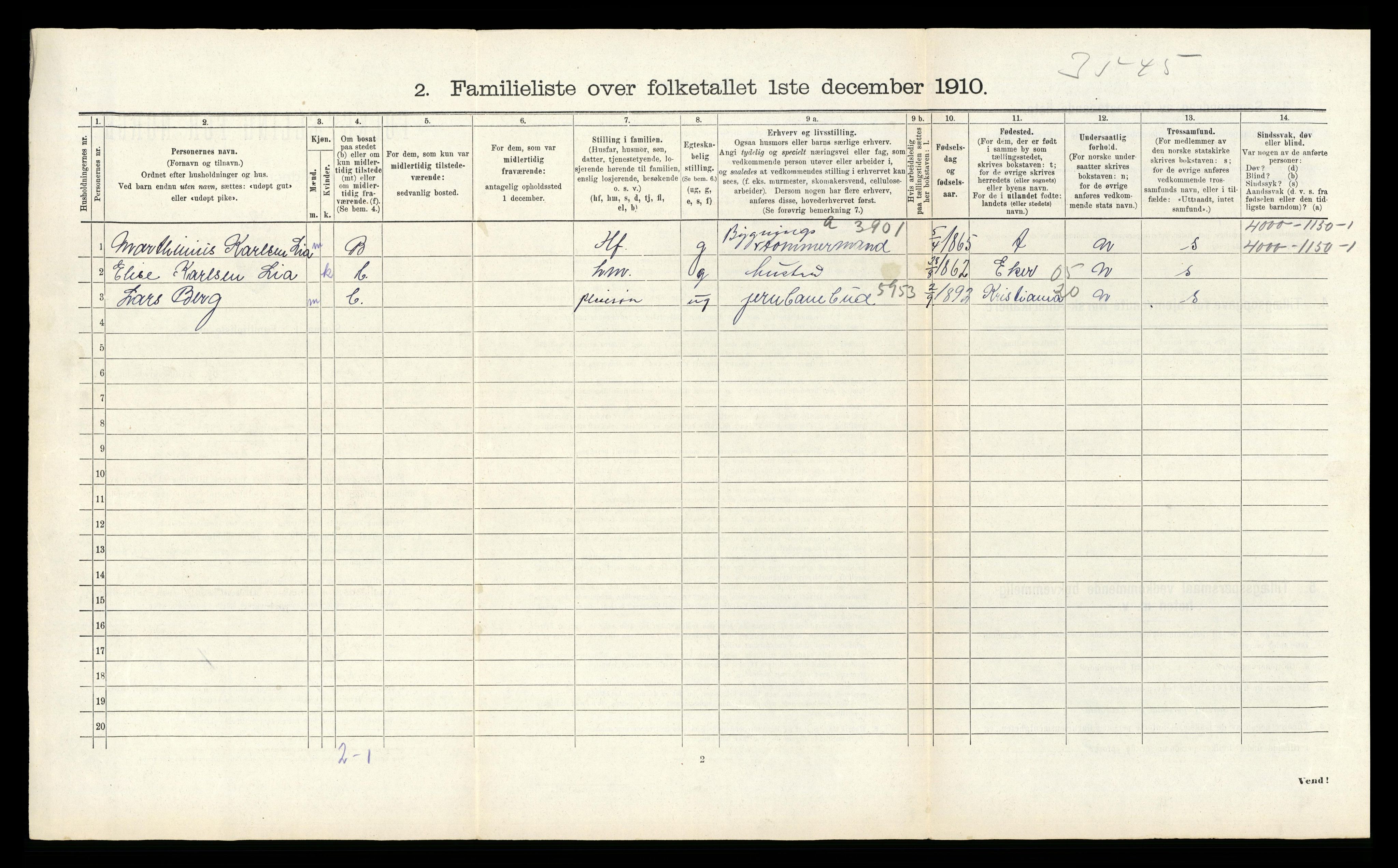 RA, 1910 census for Kongsberg, 1910, p. 2521