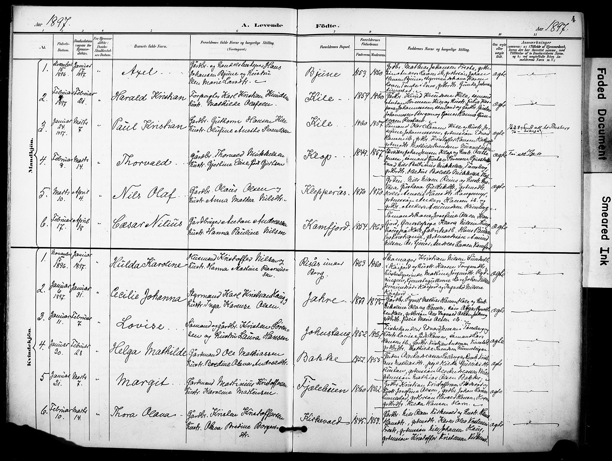 Ramnes kirkebøker, AV/SAKO-A-314/F/Fa/L0008: Parish register (official) no. I 8, 1896-1913, p. 4