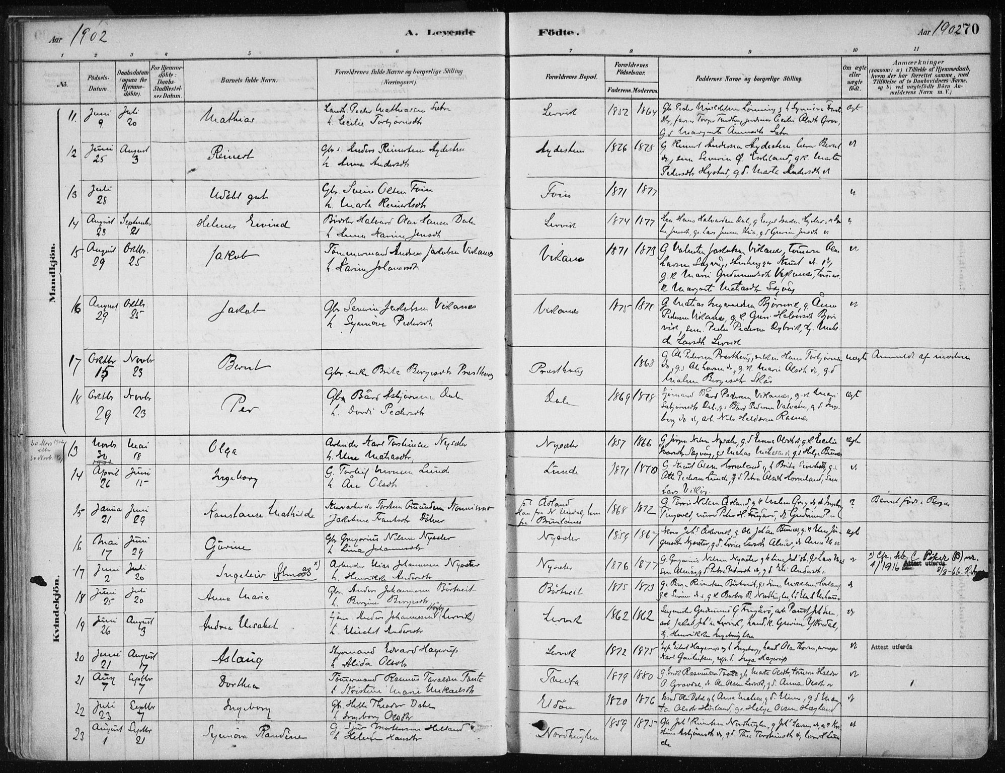 Stord sokneprestembete, AV/SAB-A-78201/H/Haa: Parish register (official) no. B 2, 1878-1913, p. 70