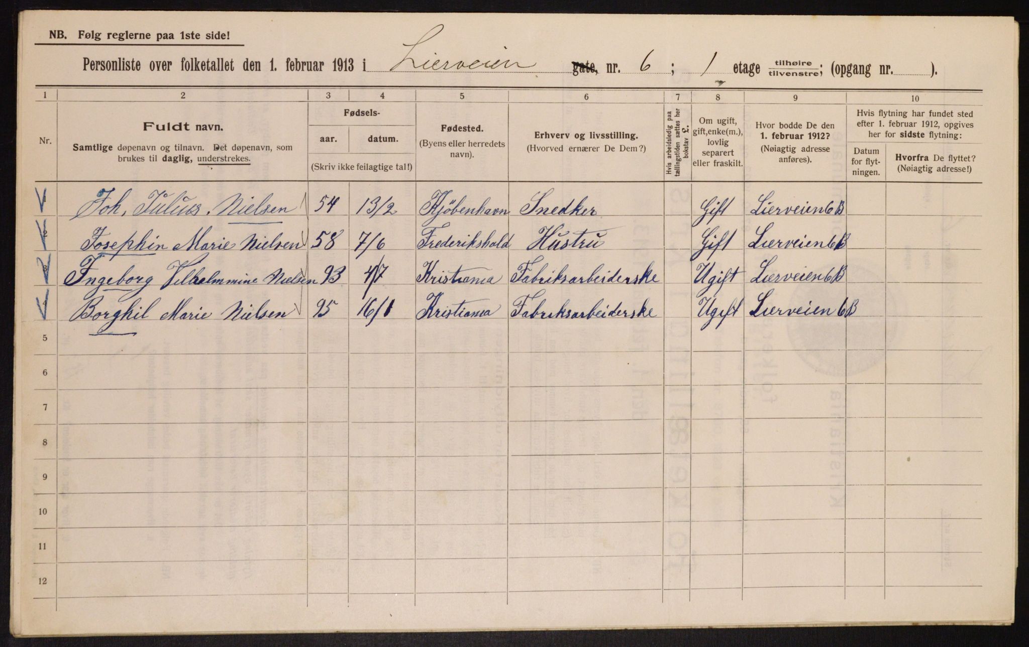 OBA, Municipal Census 1913 for Kristiania, 1913, p. 57277