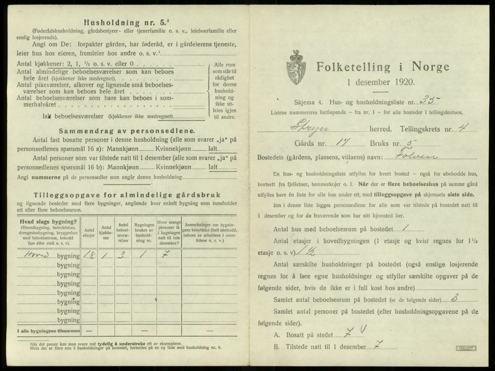 SAB, 1920 census for Stryn, 1920, p. 232