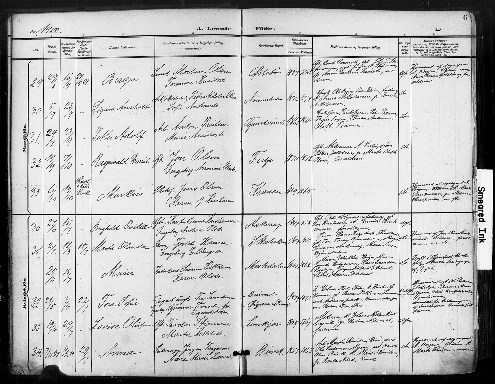 Søndeled sokneprestkontor, AV/SAK-1111-0038/F/Fa/L0006: Parish register (official) no. A 6, 1900-1922, p. 6