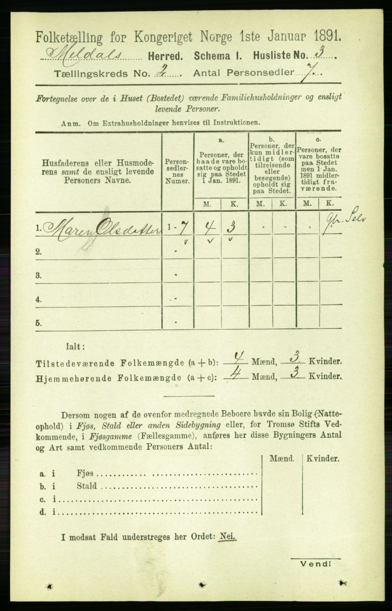 RA, 1891 census for 1636 Meldal, 1891, p. 950