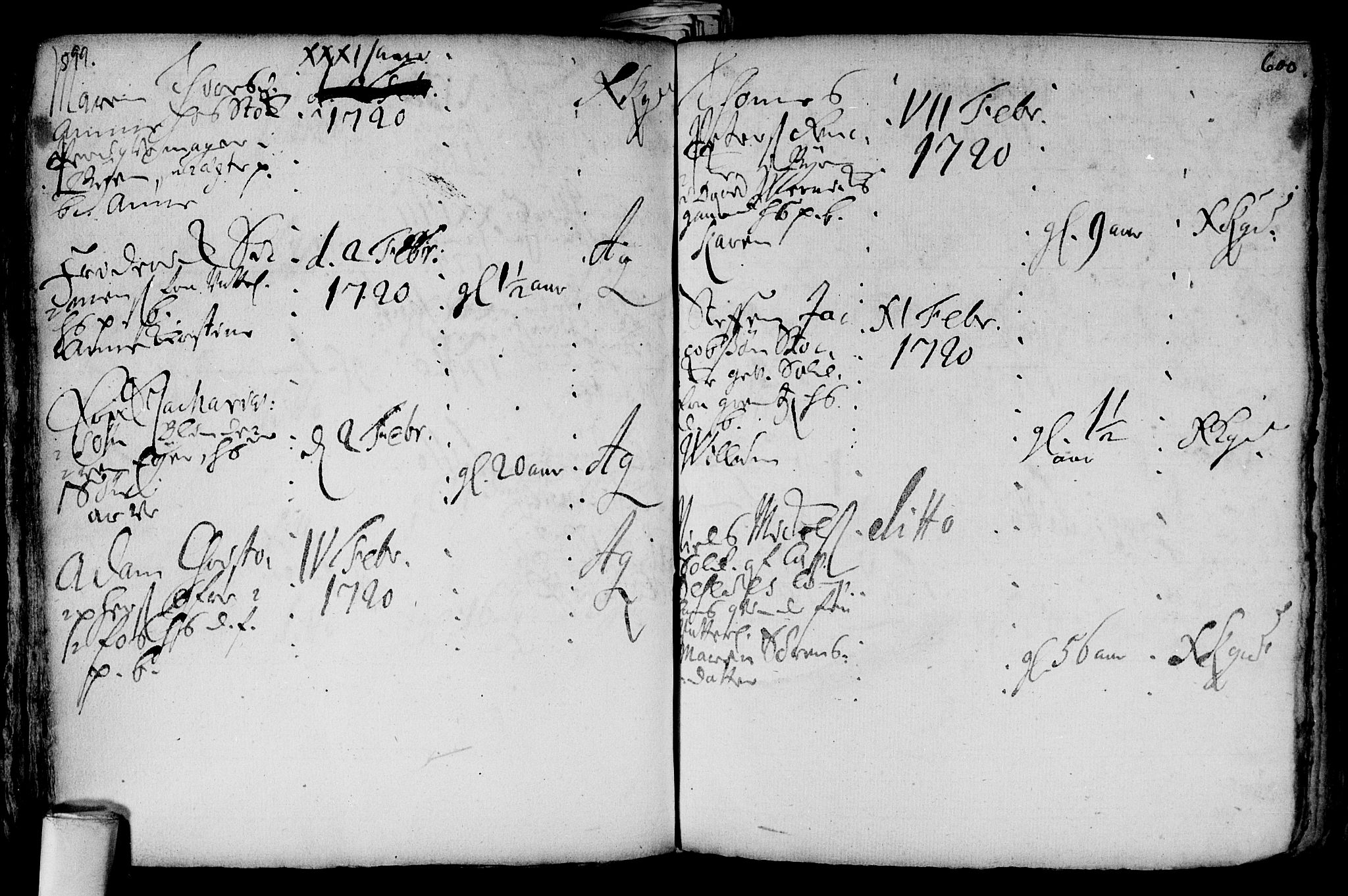 Aker prestekontor kirkebøker, AV/SAO-A-10861/F/L0002: Parish register (official) no. 2, 1714-1720, p. 599-600