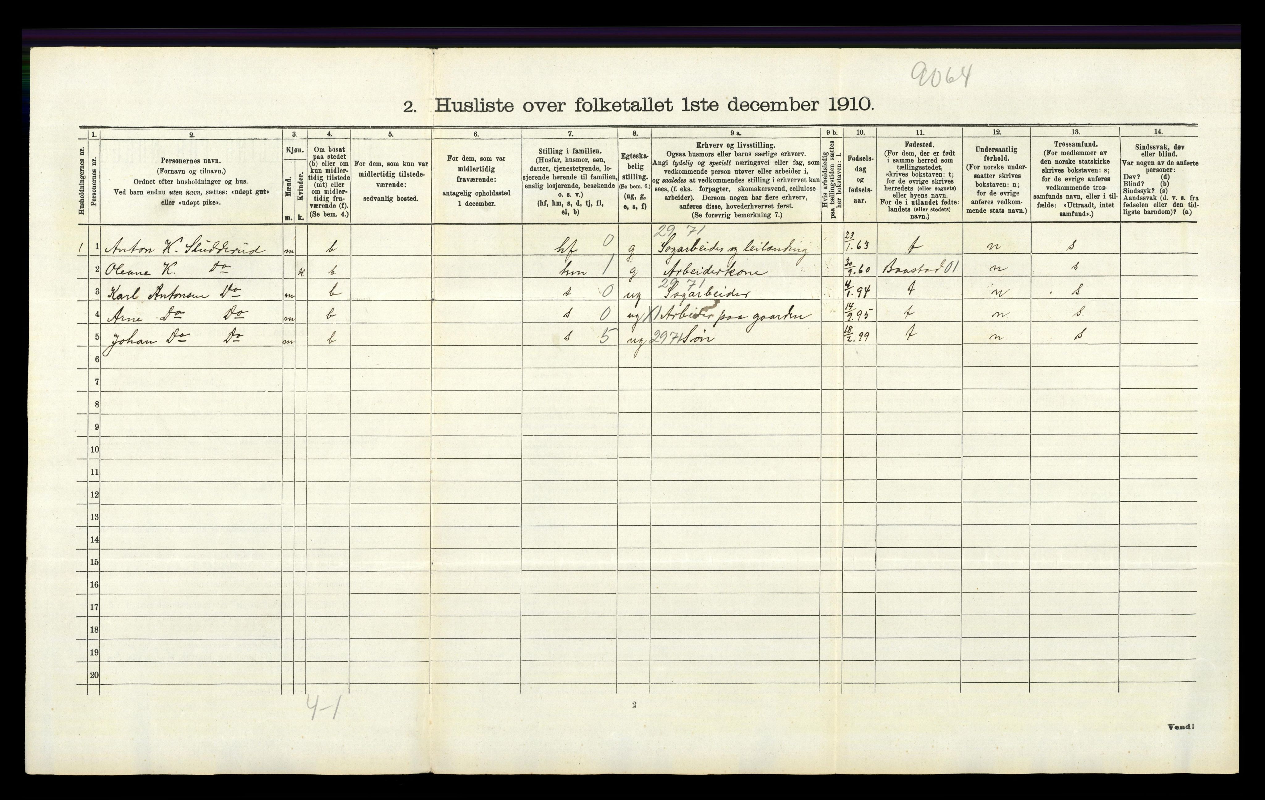 RA, 1910 census for Enebakk, 1910, p. 280