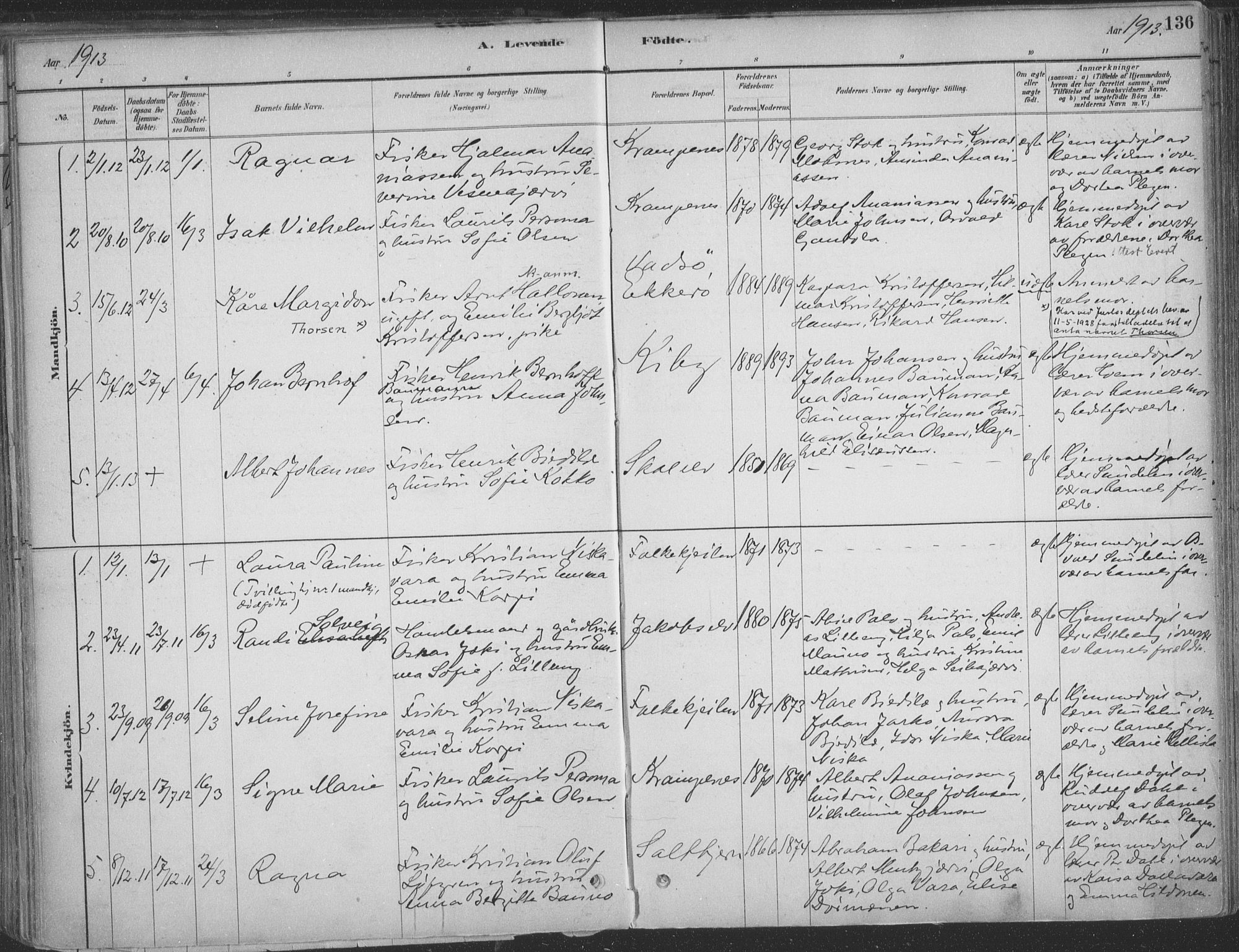 Vadsø sokneprestkontor, SATØ/S-1325/H/Ha/L0009kirke: Parish register (official) no. 9, 1881-1917, p. 136
