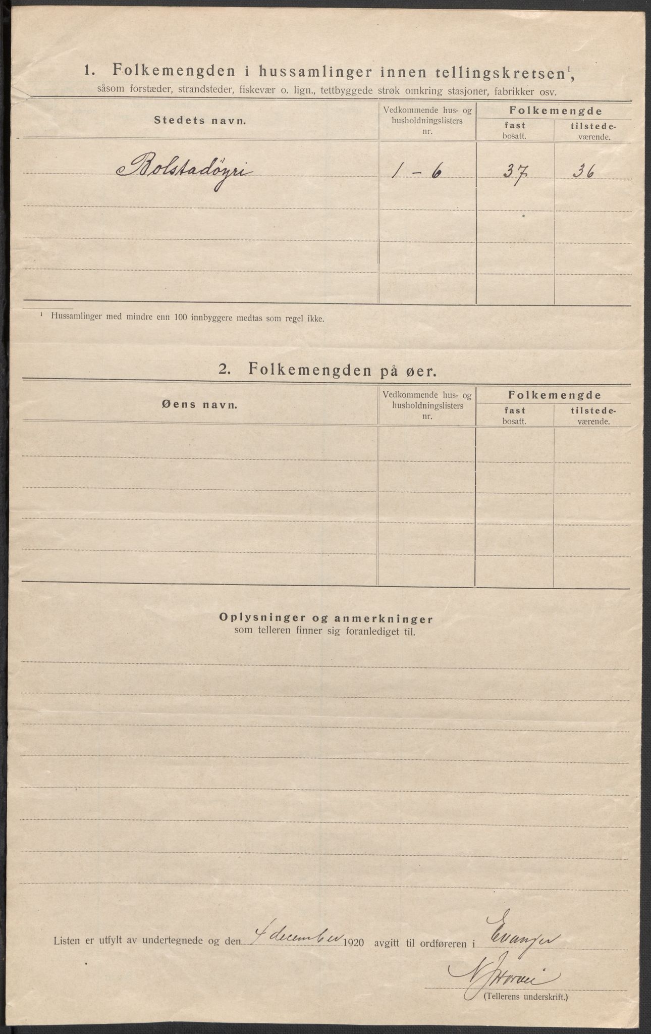 SAB, 1920 census for Evanger, 1920, p. 14