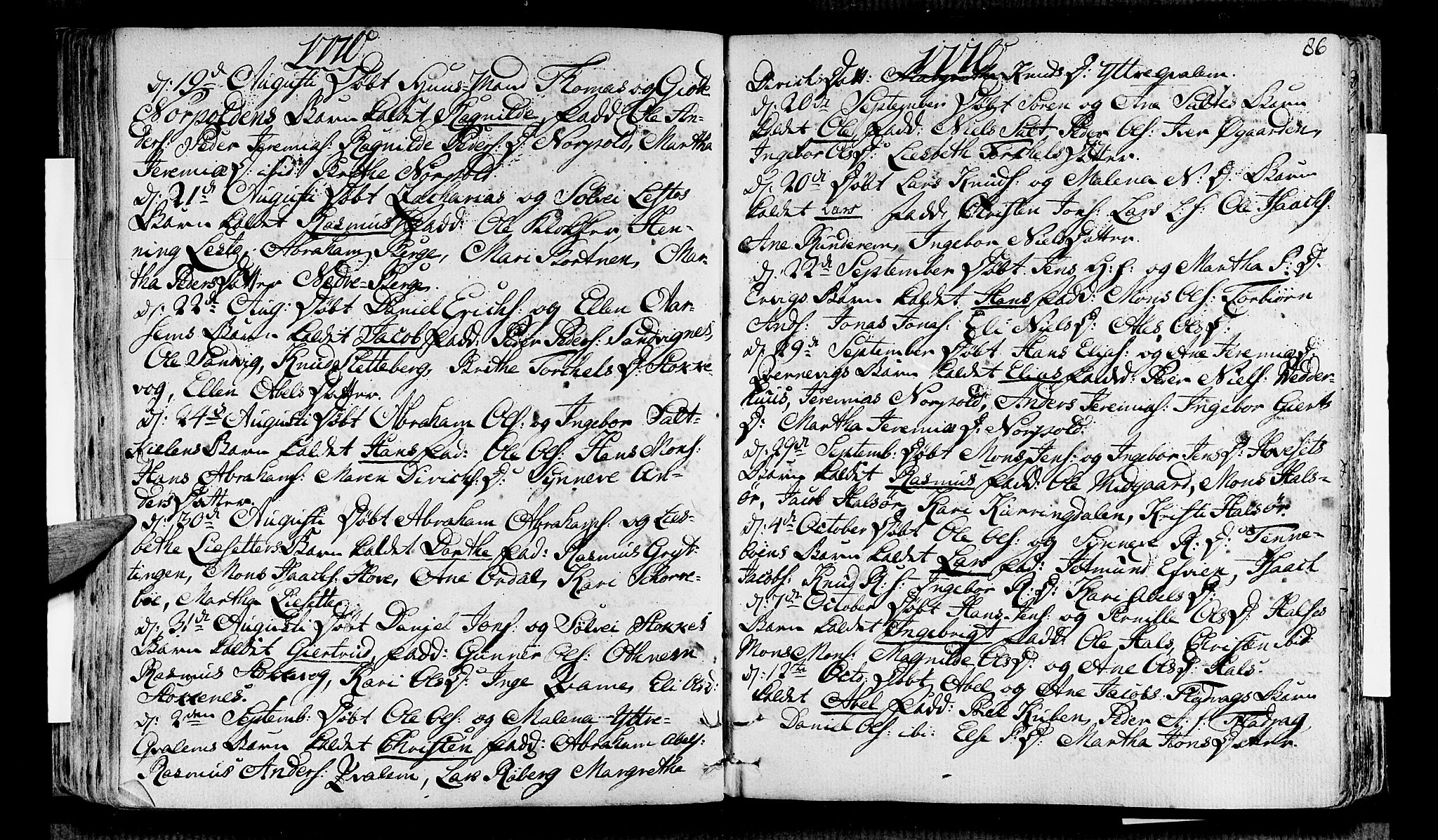 Selje sokneprestembete, SAB/A-99938/H/Ha/Haa/Haaa: Parish register (official) no. A 5, 1760-1782, p. 86