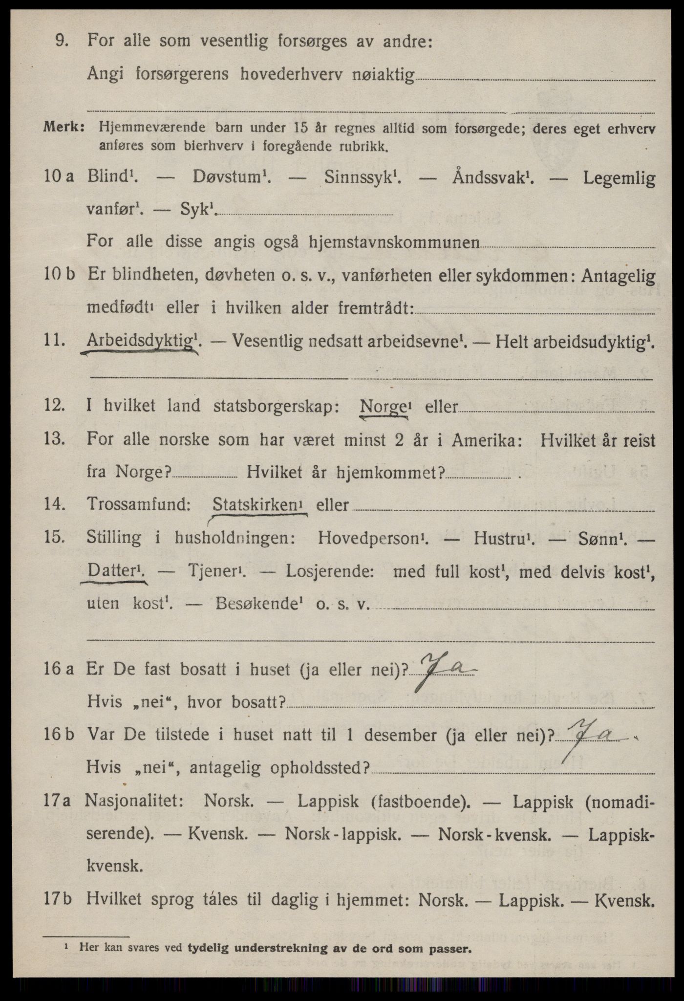 SAT, 1920 census for Ørland, 1920, p. 1668