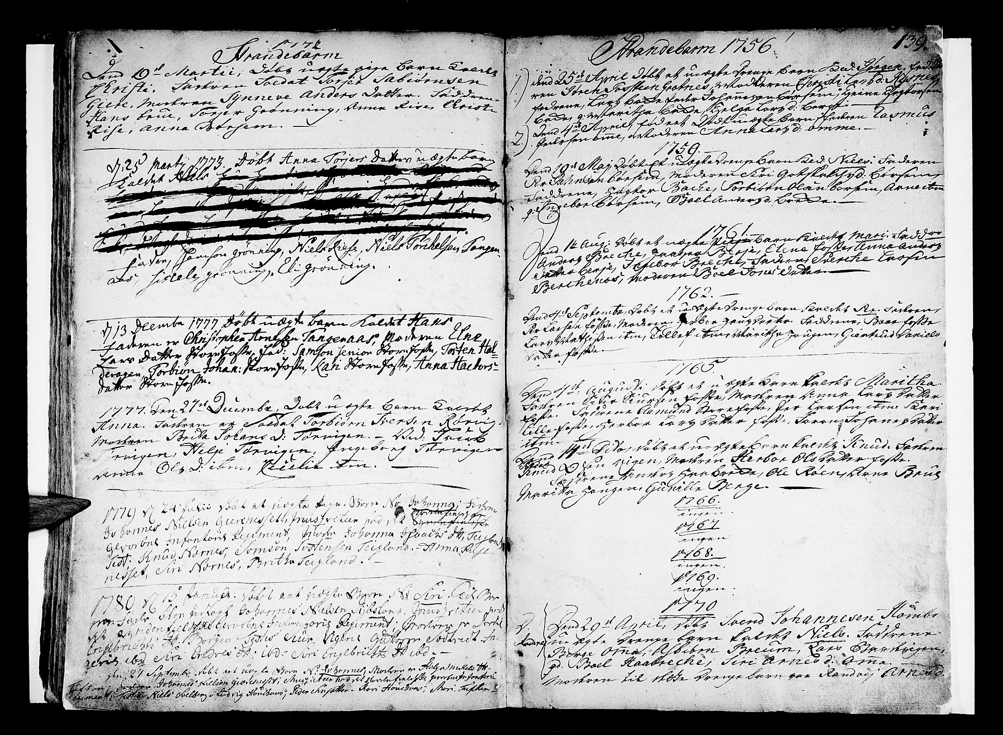 Strandebarm sokneprestembete, SAB/A-78401/H/Haa: Parish register (official) no. A 3 /1, 1750-1787, p. 139