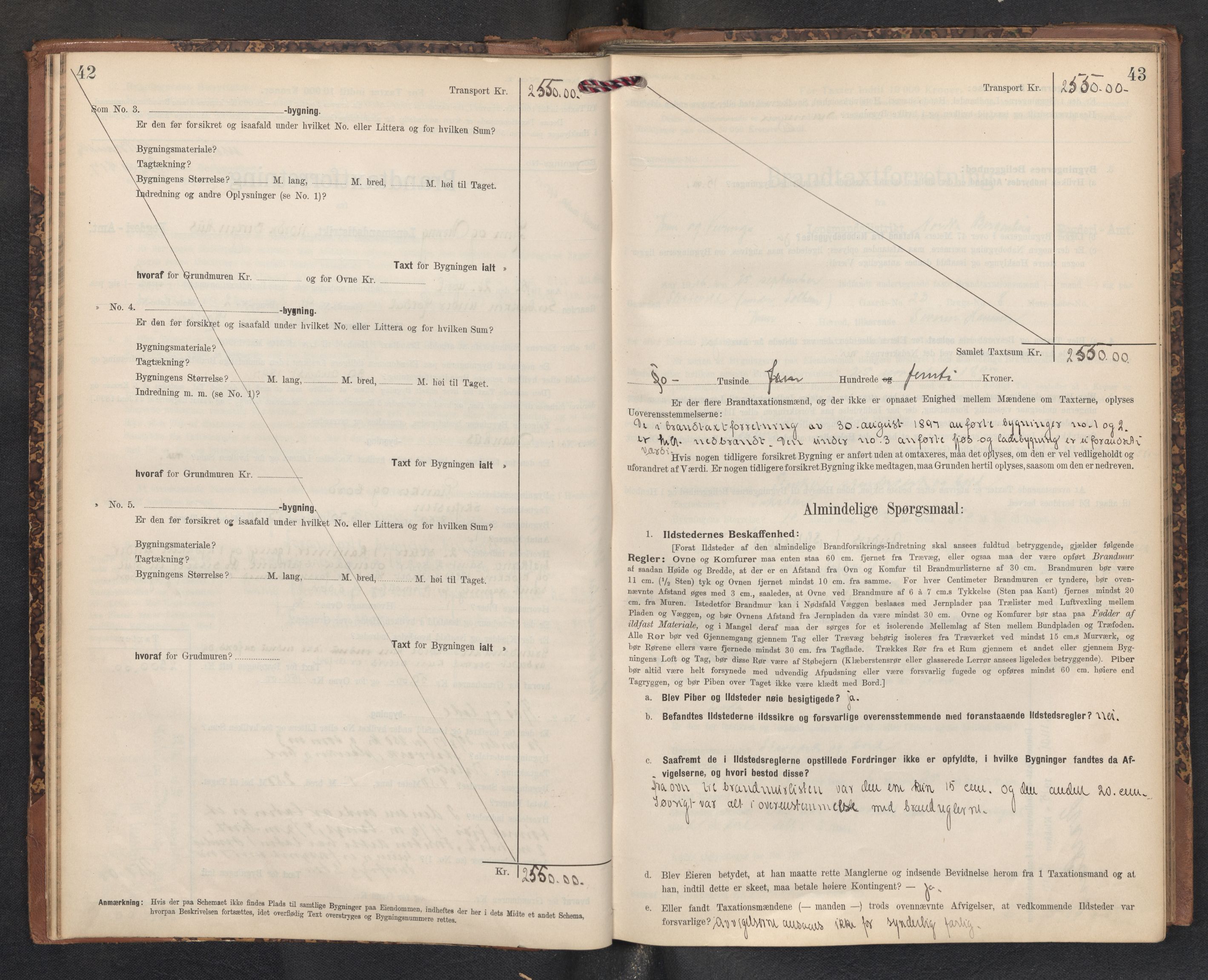 Lensmannen i Kinn, AV/SAB-A-28801/0012/L0005: Branntakstprotokoll, skjematakst, 1903-1938, p. 42-43