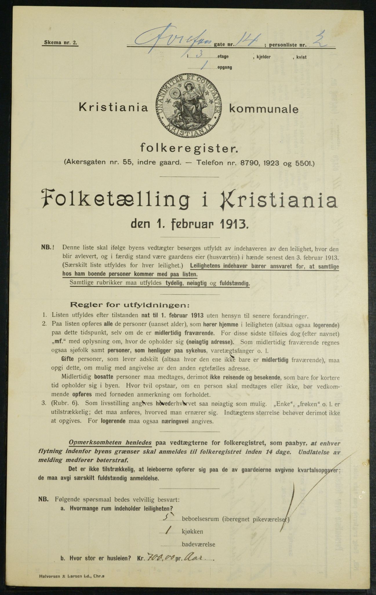 OBA, Municipal Census 1913 for Kristiania, 1913, p. 129675