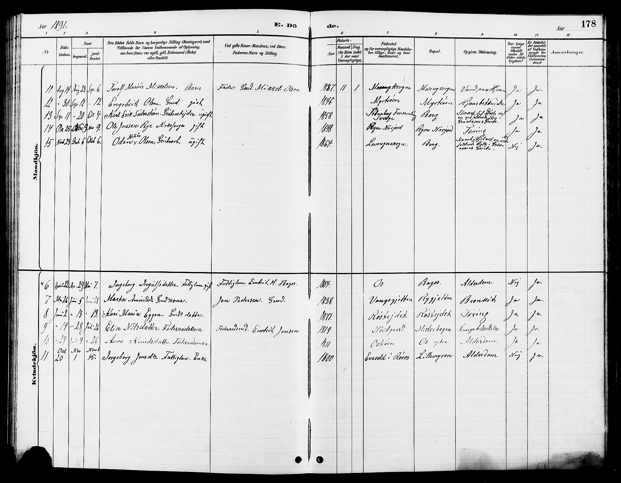 Tolga prestekontor, AV/SAH-PREST-062/L/L0008: Parish register (copy) no. 8, 1887-1912, p. 178