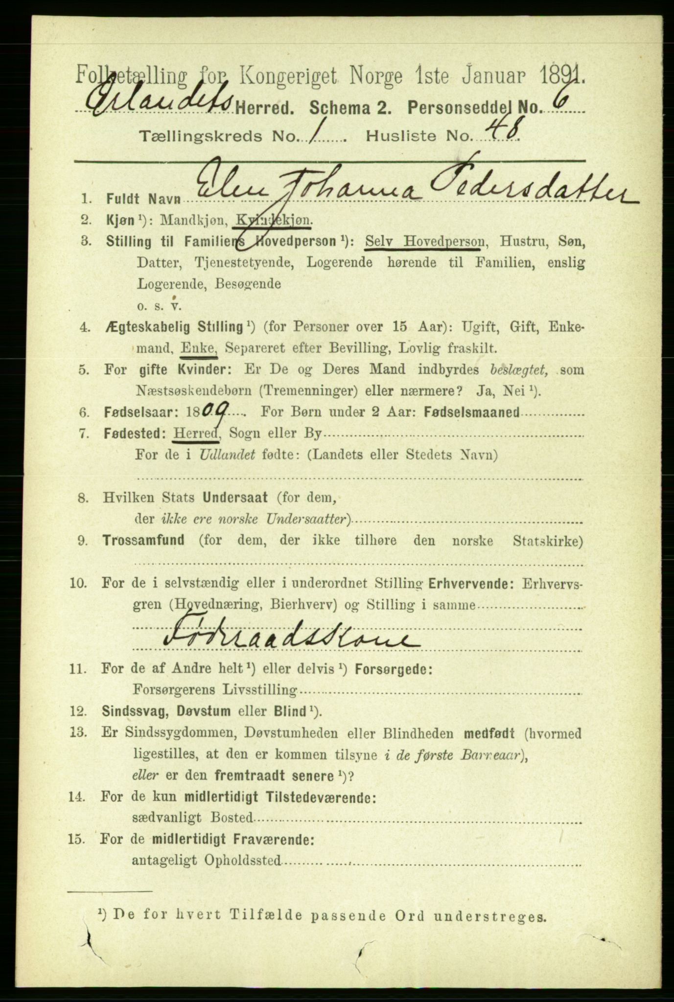 RA, 1891 census for 1621 Ørland, 1891, p. 404