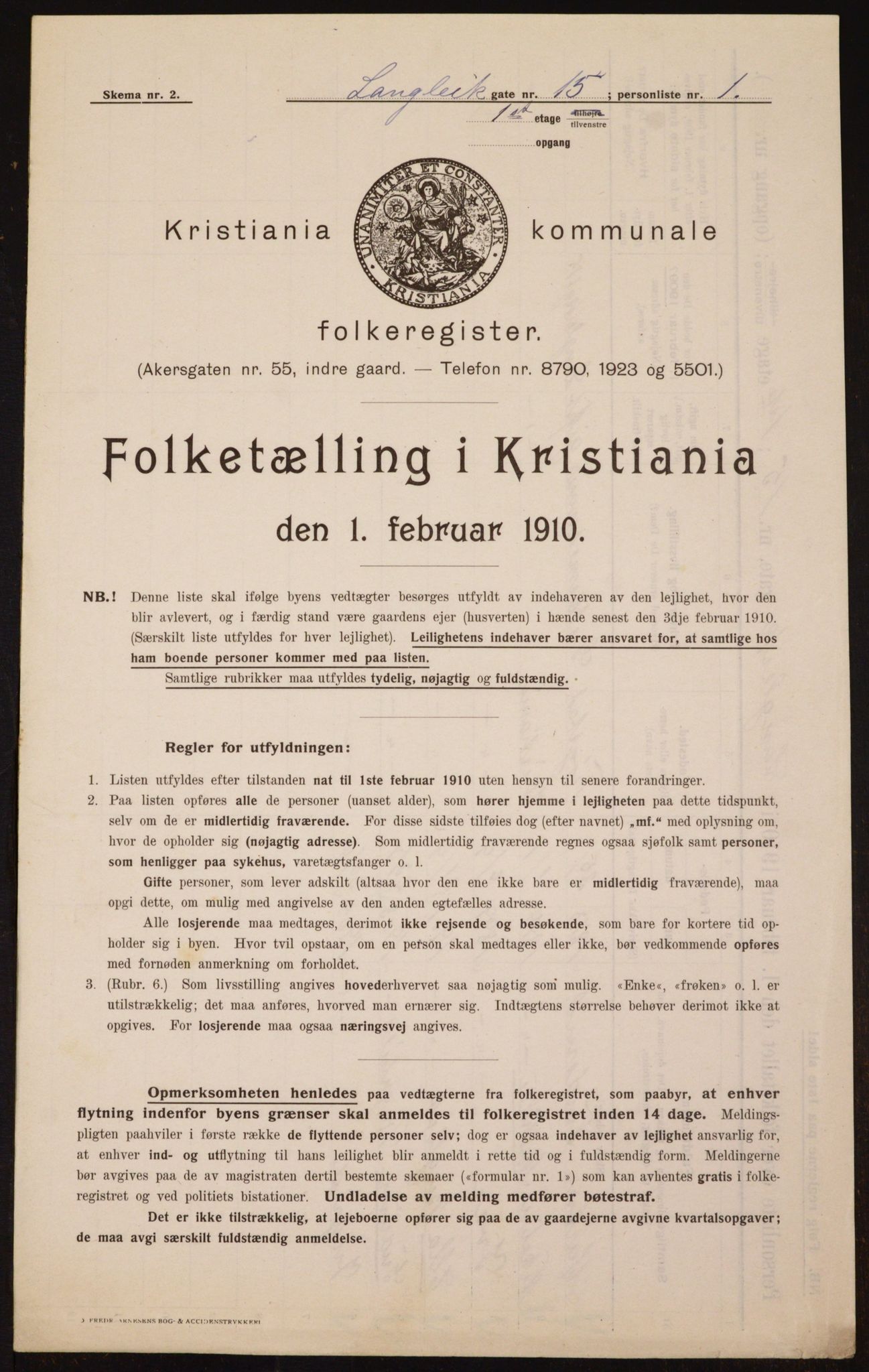 OBA, Municipal Census 1910 for Kristiania, 1910, p. 55000