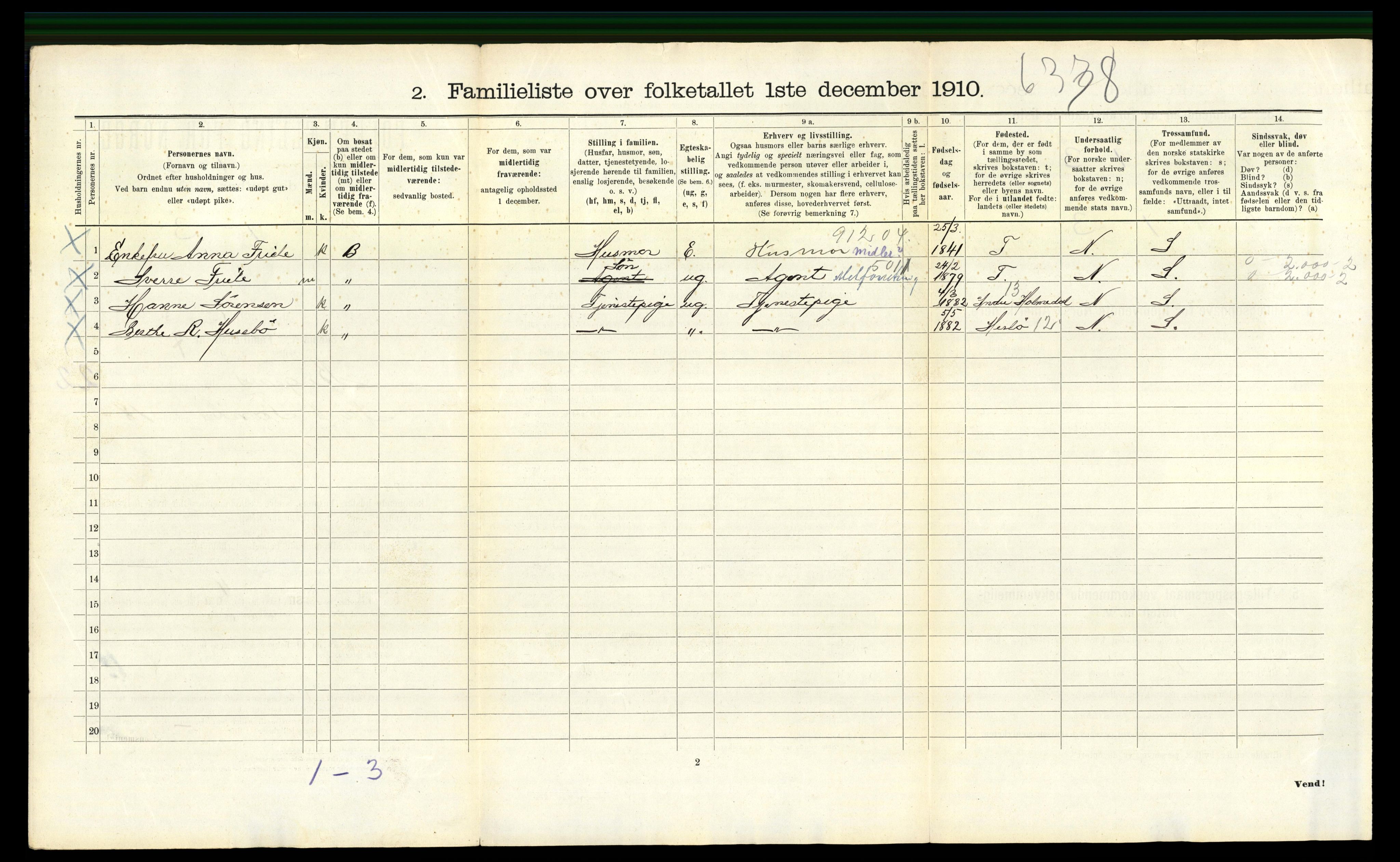 RA, 1910 census for Bergen, 1910, p. 7404