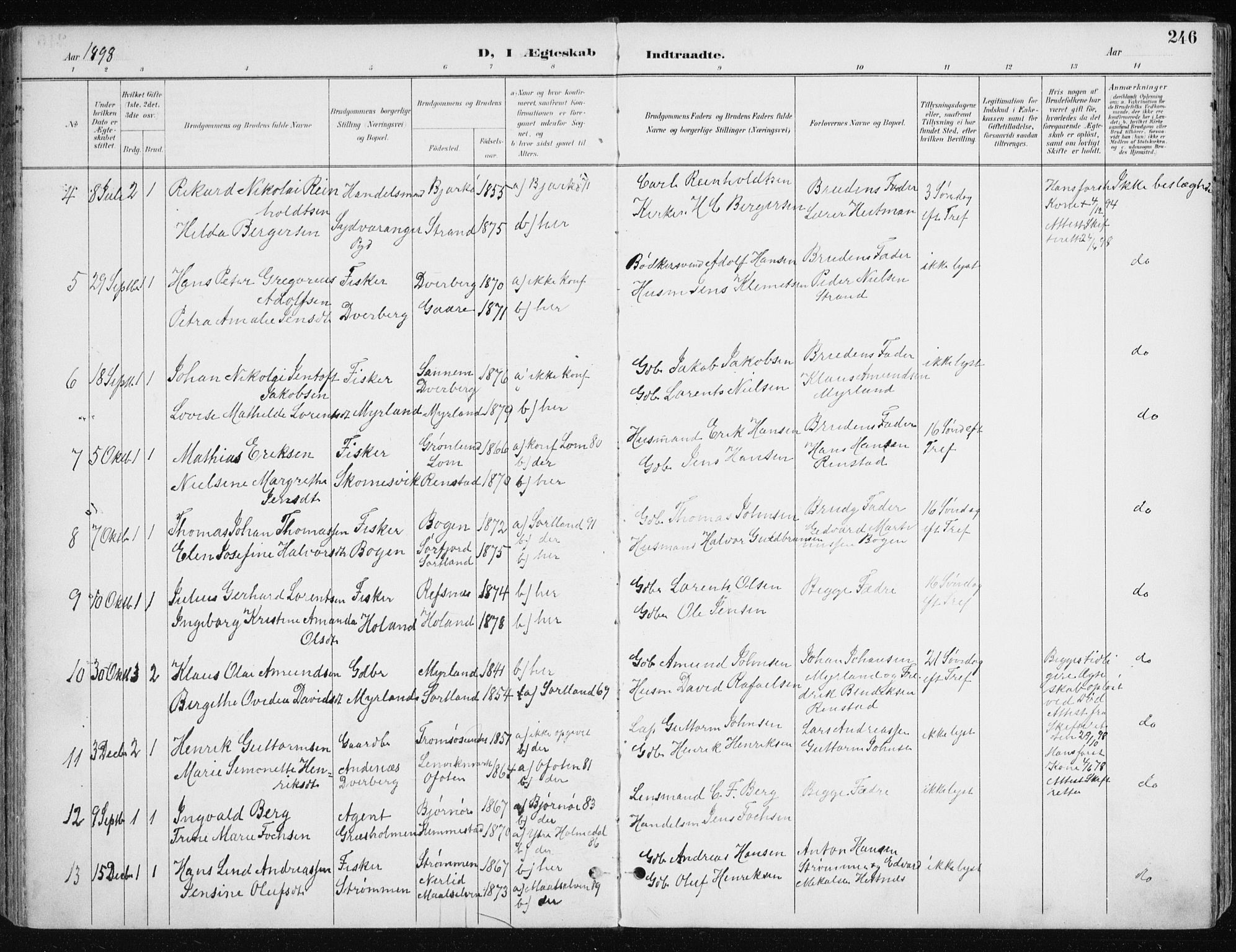 Kvæfjord sokneprestkontor, SATØ/S-1323/G/Ga/Gaa/L0006kirke: Parish register (official) no. 6, 1895-1914, p. 246