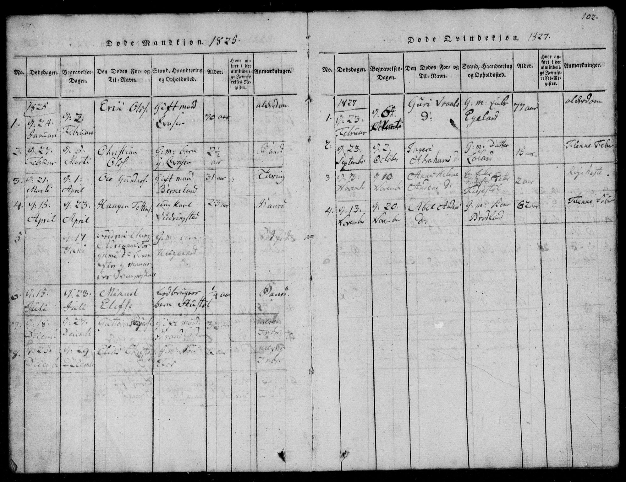 Lyngdal sokneprestkontor, AV/SAK-1111-0029/F/Fb/Fbb/L0001: Parish register (copy) no. B 1, 1816-1900, p. 102