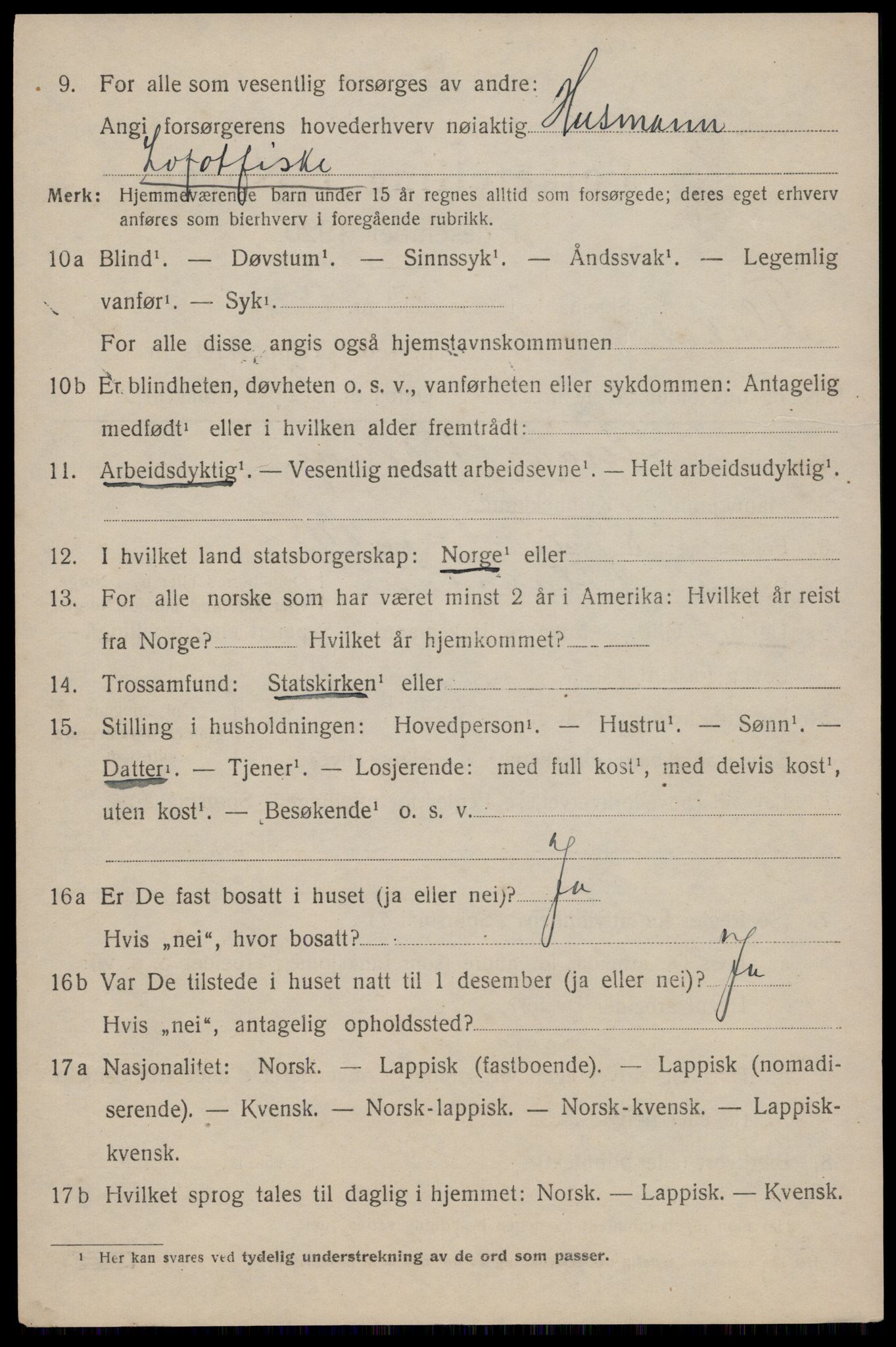 SAT, 1920 census for Flakstad, 1920, p. 3422