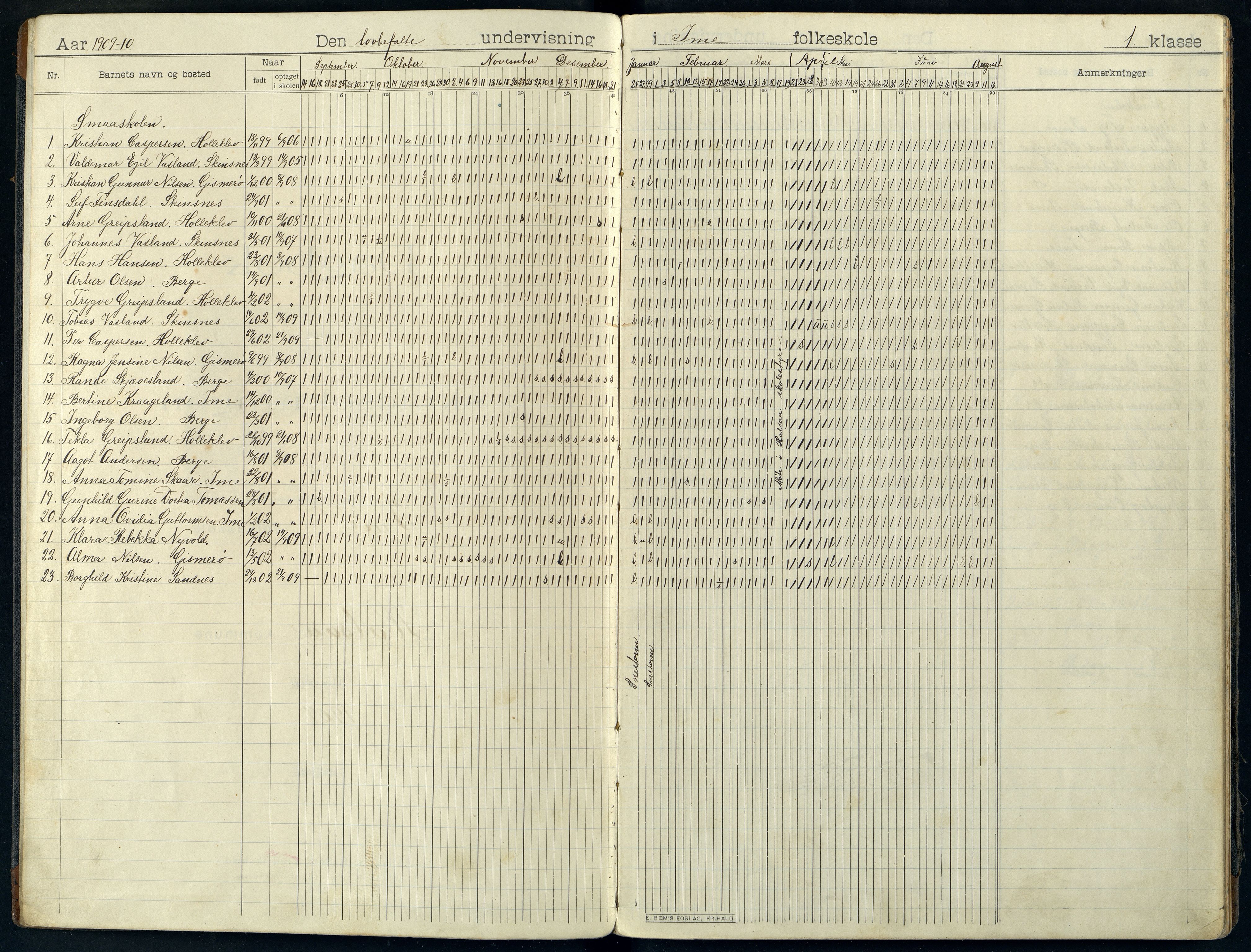 Halse og Harkmark kommune - Ime Skole, ARKSOR/1002HH552/I/L0003: Dagbok, 1909-1915