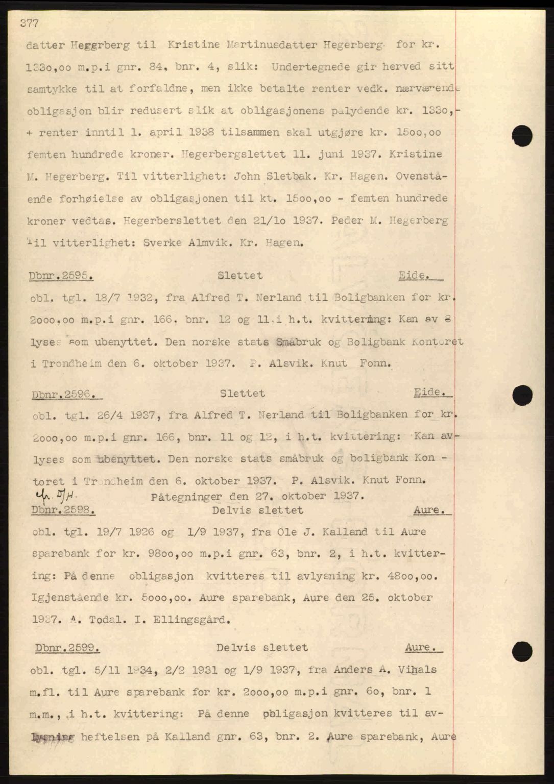 Nordmøre sorenskriveri, AV/SAT-A-4132/1/2/2Ca: Mortgage book no. C80, 1936-1939, Diary no: : 2595/1937