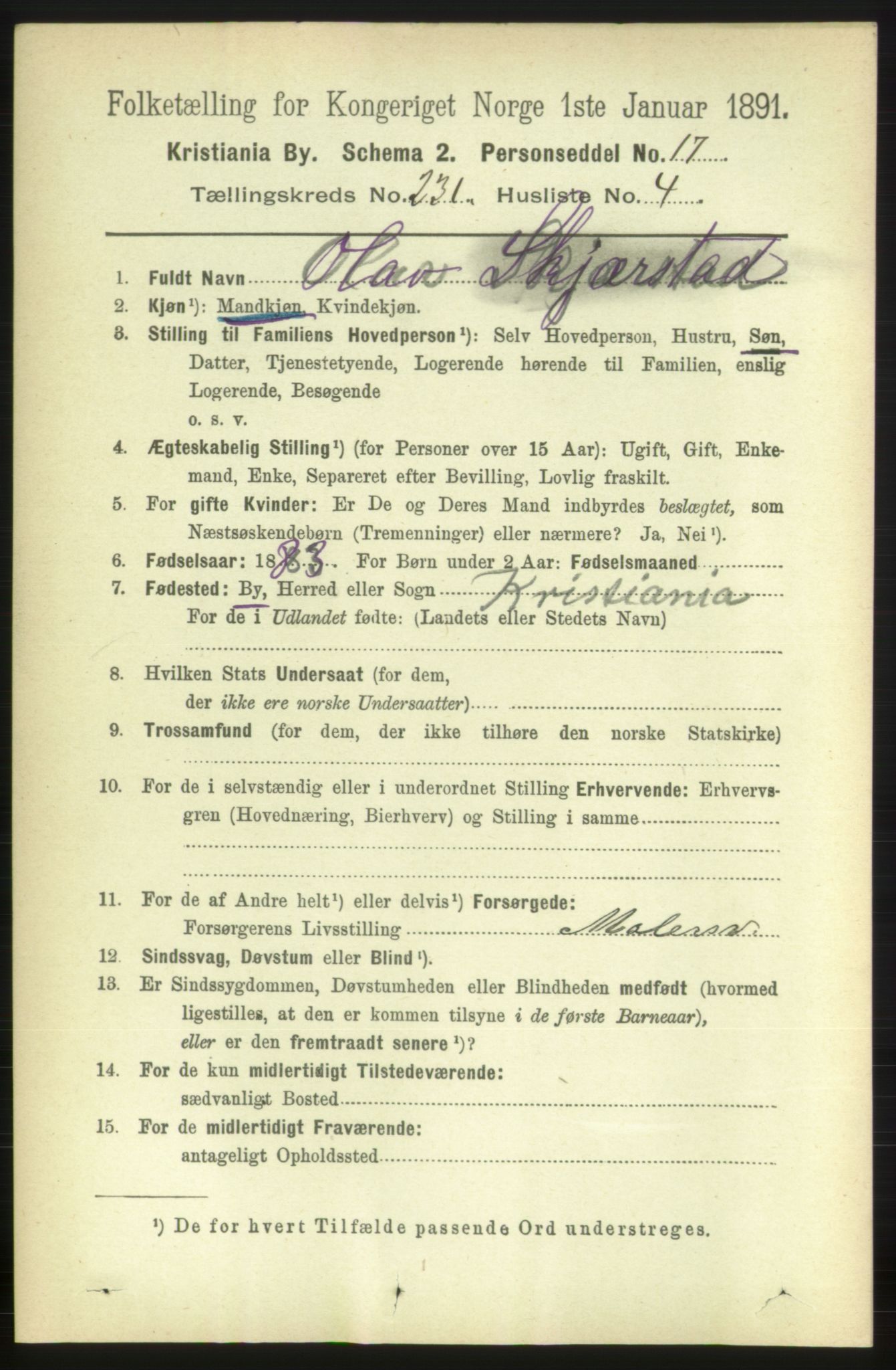 RA, 1891 census for 0301 Kristiania, 1891, p. 142647