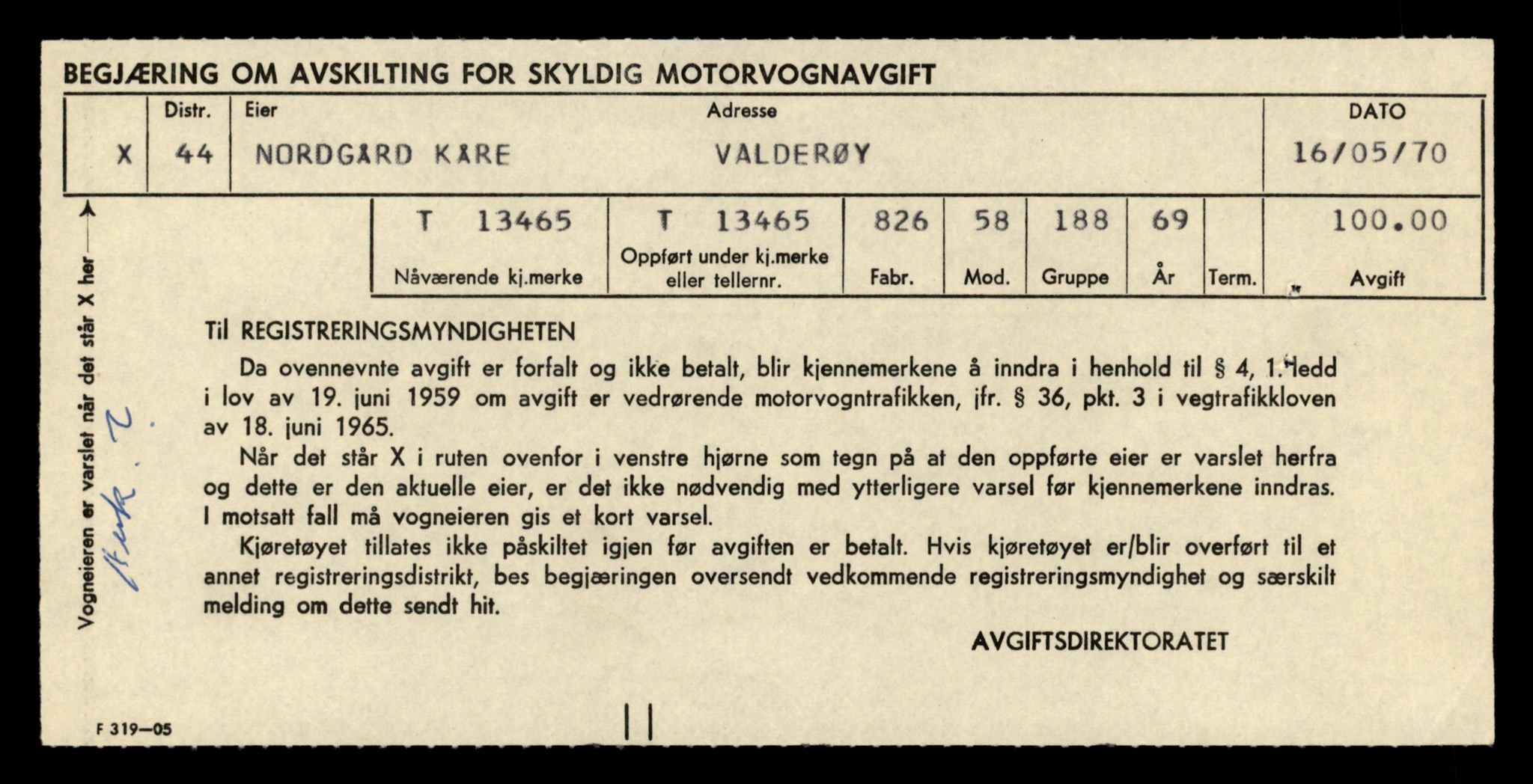 Møre og Romsdal vegkontor - Ålesund trafikkstasjon, AV/SAT-A-4099/F/Fe/L0039: Registreringskort for kjøretøy T 13361 - T 13530, 1927-1998, p. 1809