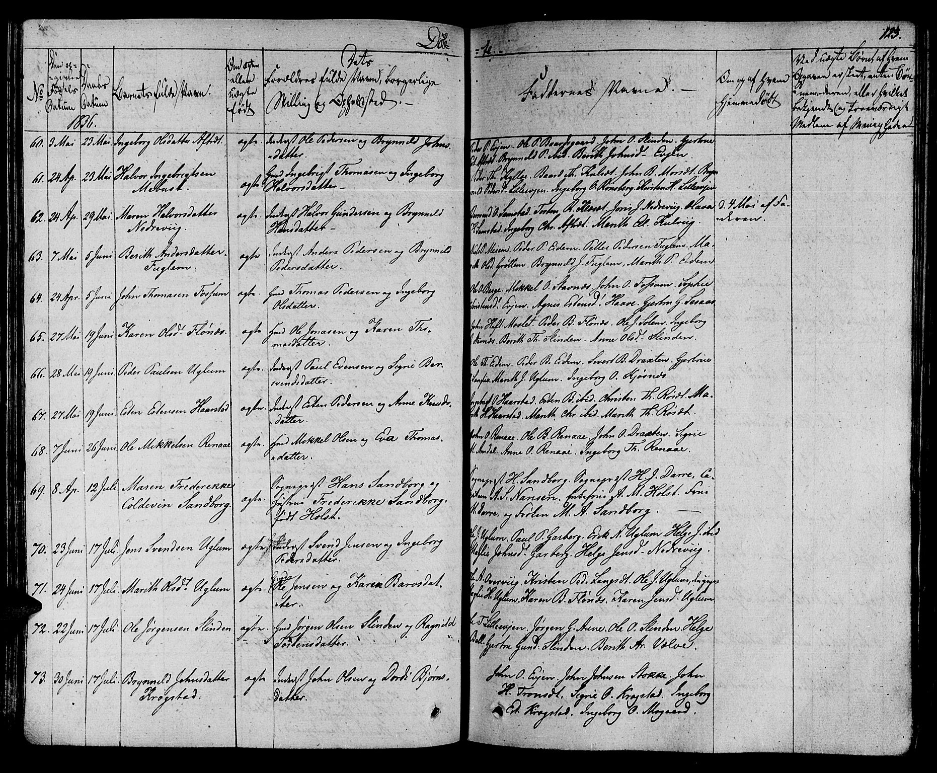 Ministerialprotokoller, klokkerbøker og fødselsregistre - Sør-Trøndelag, AV/SAT-A-1456/695/L1143: Parish register (official) no. 695A05 /1, 1824-1842, p. 123