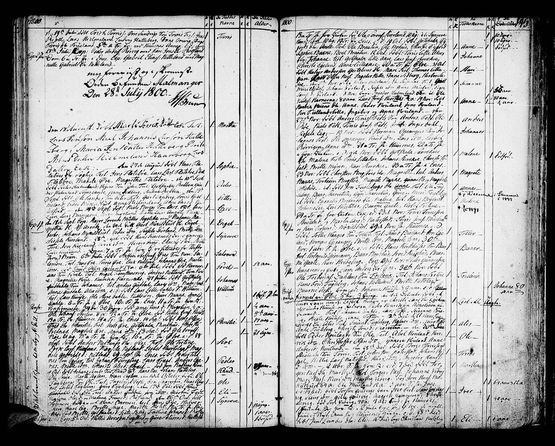 Kvinnherad sokneprestembete, SAB/A-76401/H/Haa: Parish register (official) no. A 4, 1778-1811, p. 145