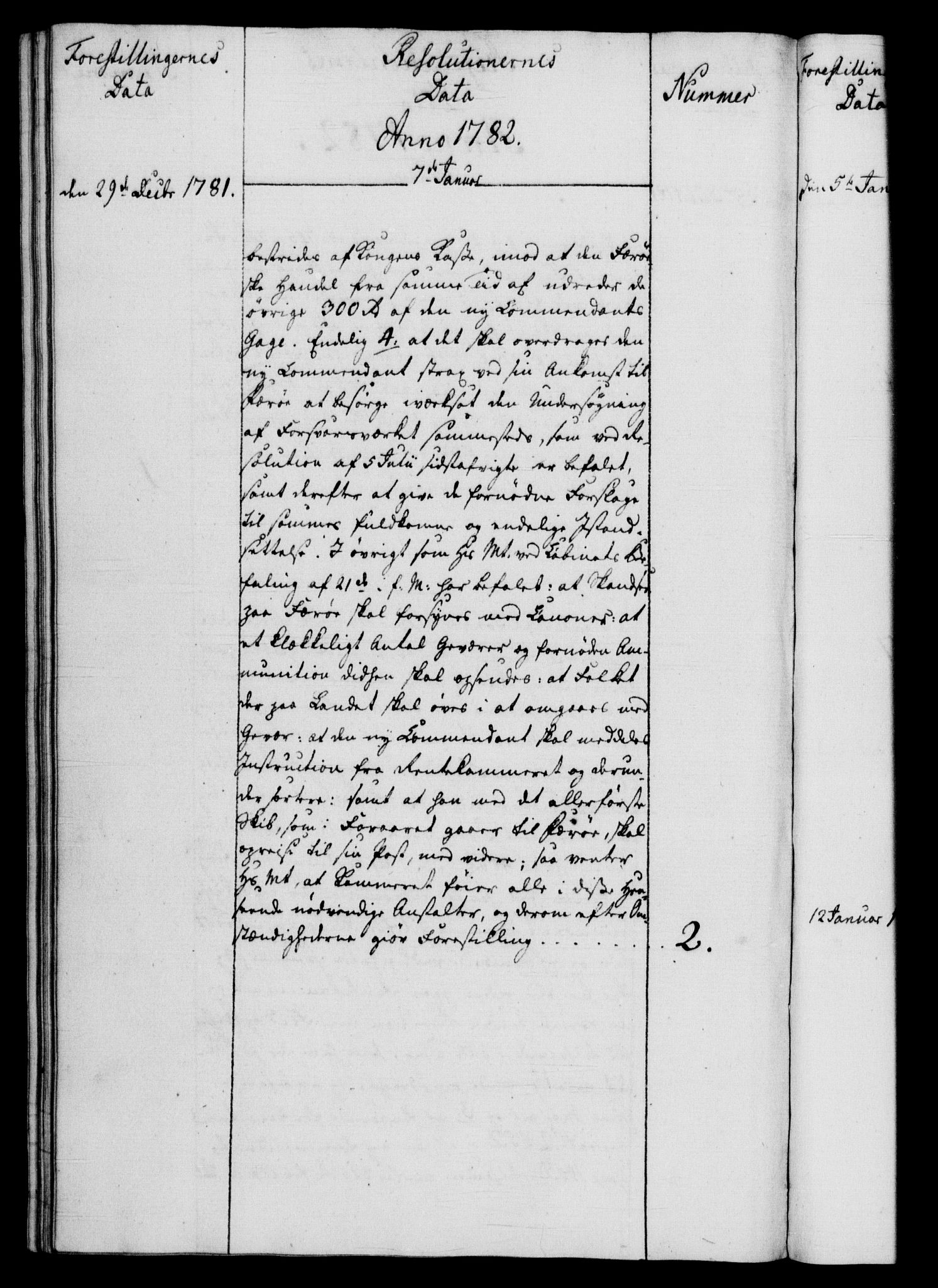 Rentekammeret, Kammerkanselliet, RA/EA-3111/G/Gf/Gfb/L0011: Register til norske relasjons- og resolusjonsprotokoller (merket RK 52.106), 1781-1782, p. 135