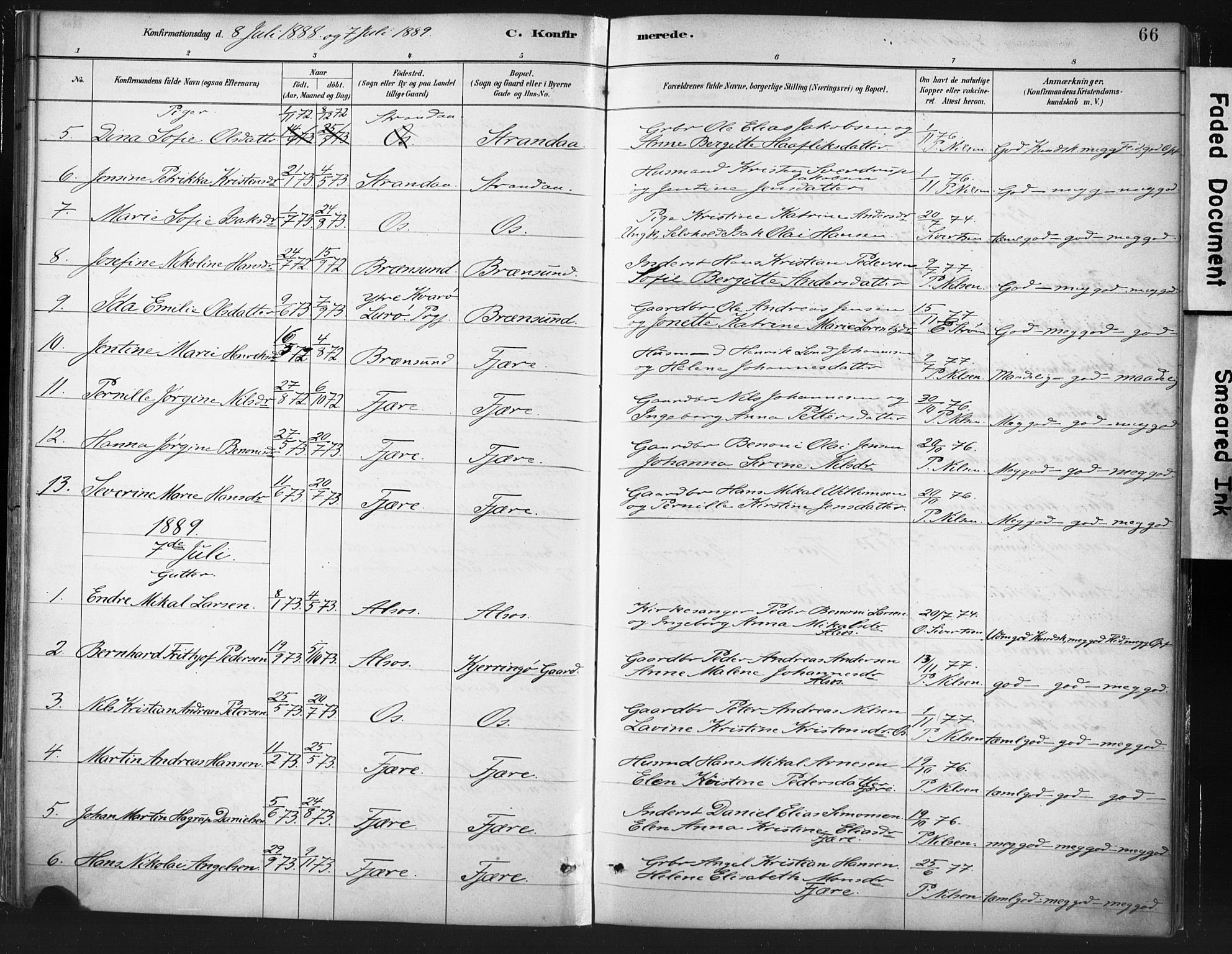 Ministerialprotokoller, klokkerbøker og fødselsregistre - Nordland, AV/SAT-A-1459/803/L0071: Parish register (official) no. 803A01, 1881-1897, p. 66