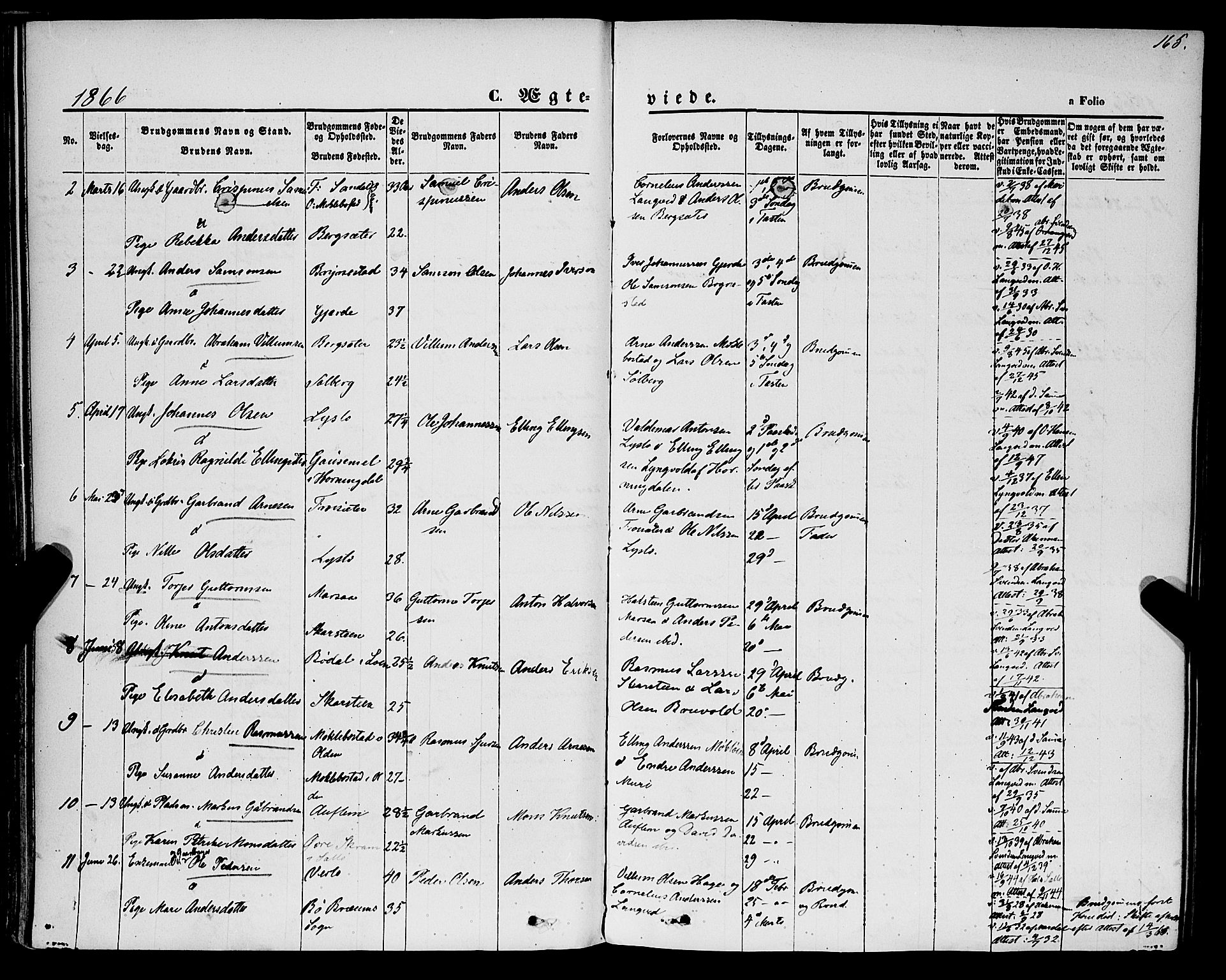 Innvik sokneprestembete, SAB/A-80501: Parish register (official) no. A 6, 1865-1878, p. 165