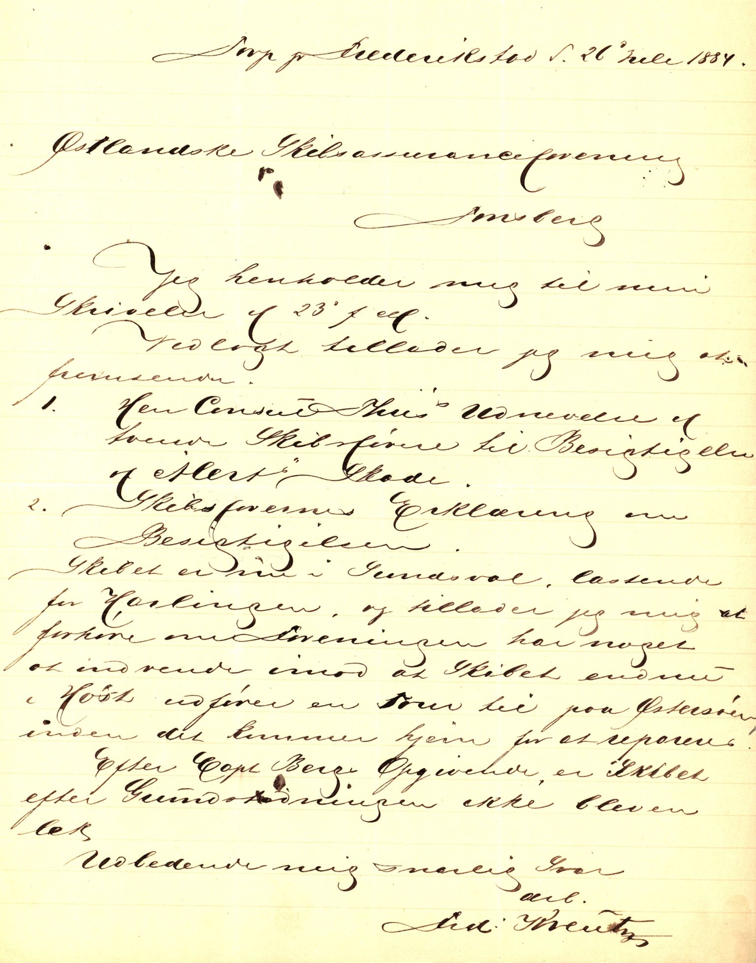 Pa 63 - Østlandske skibsassuranceforening, VEMU/A-1079/G/Ga/L0017/0004: Havaridokumenter / Norden, Alf, Alert, Alpha, Alf av Tønsberg, 1884, p. 44