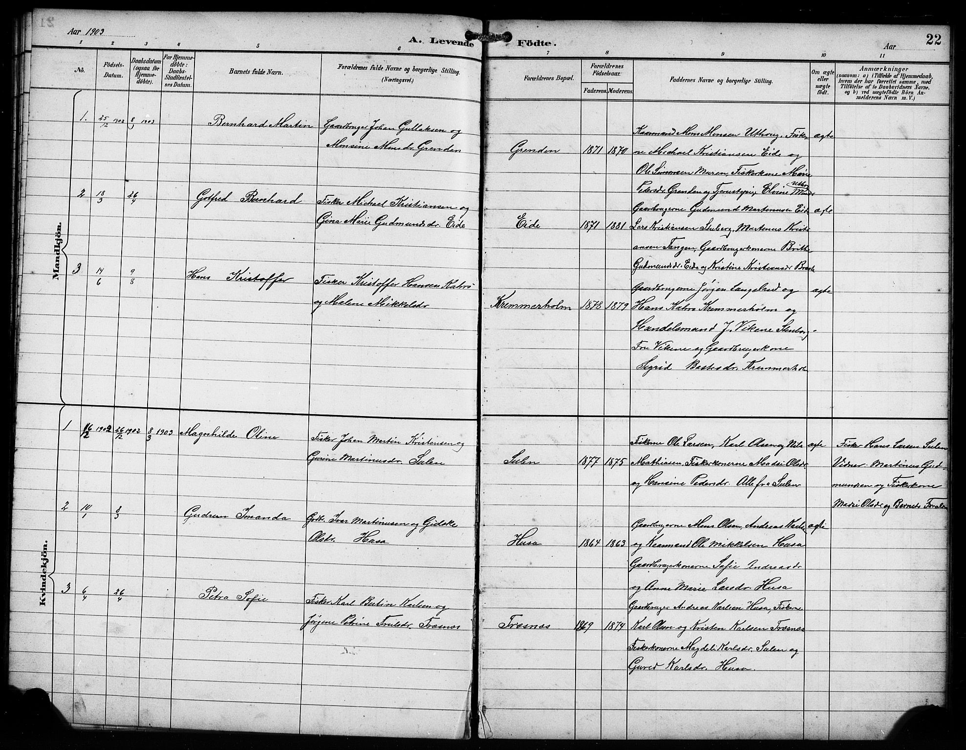 Lindås Sokneprestembete, SAB/A-76701/H/Hab: Parish register (copy) no. D 2, 1898-1910, p. 22