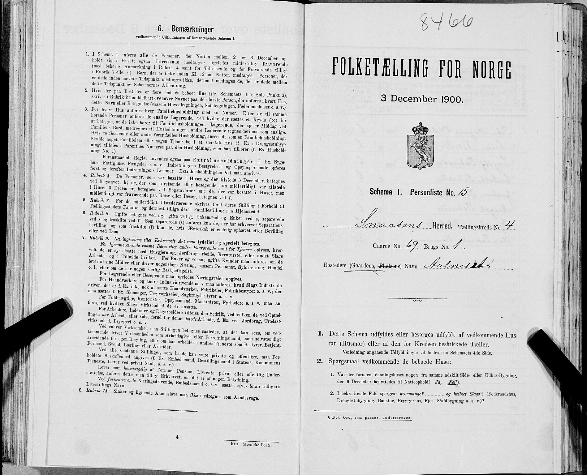 SAT, 1900 census for Snåsa, 1900, p. 882