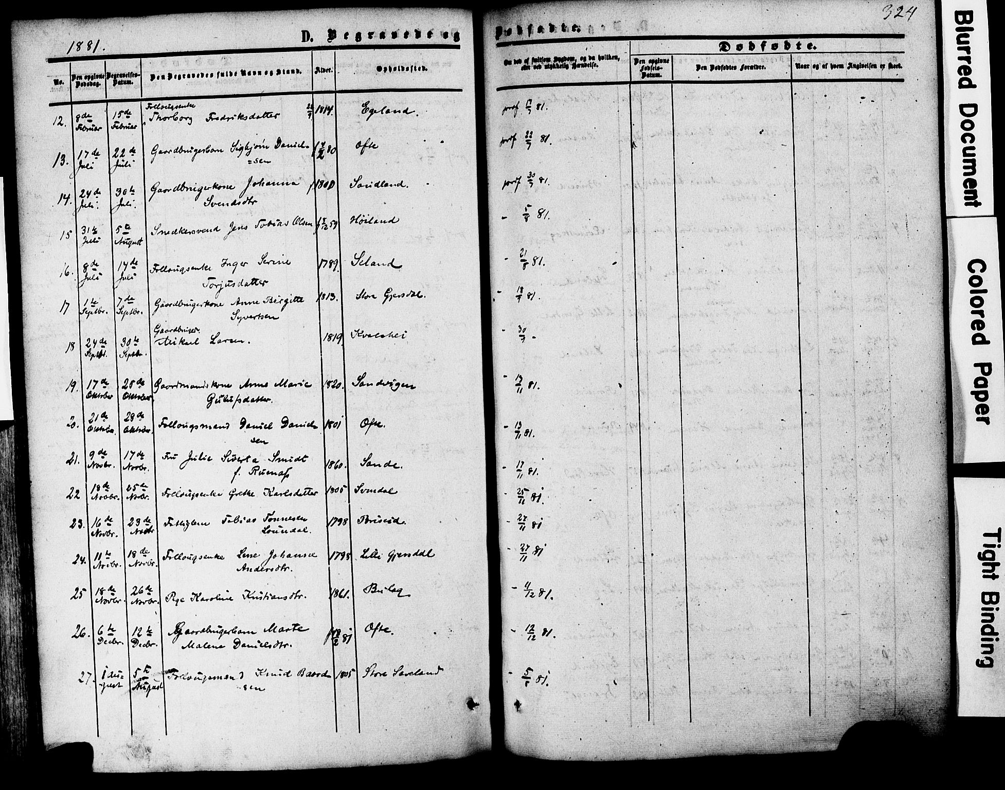 Herad sokneprestkontor, AV/SAK-1111-0018/F/Fa/Faa/L0005: Parish register (official) no. A 5, 1853-1886, p. 324