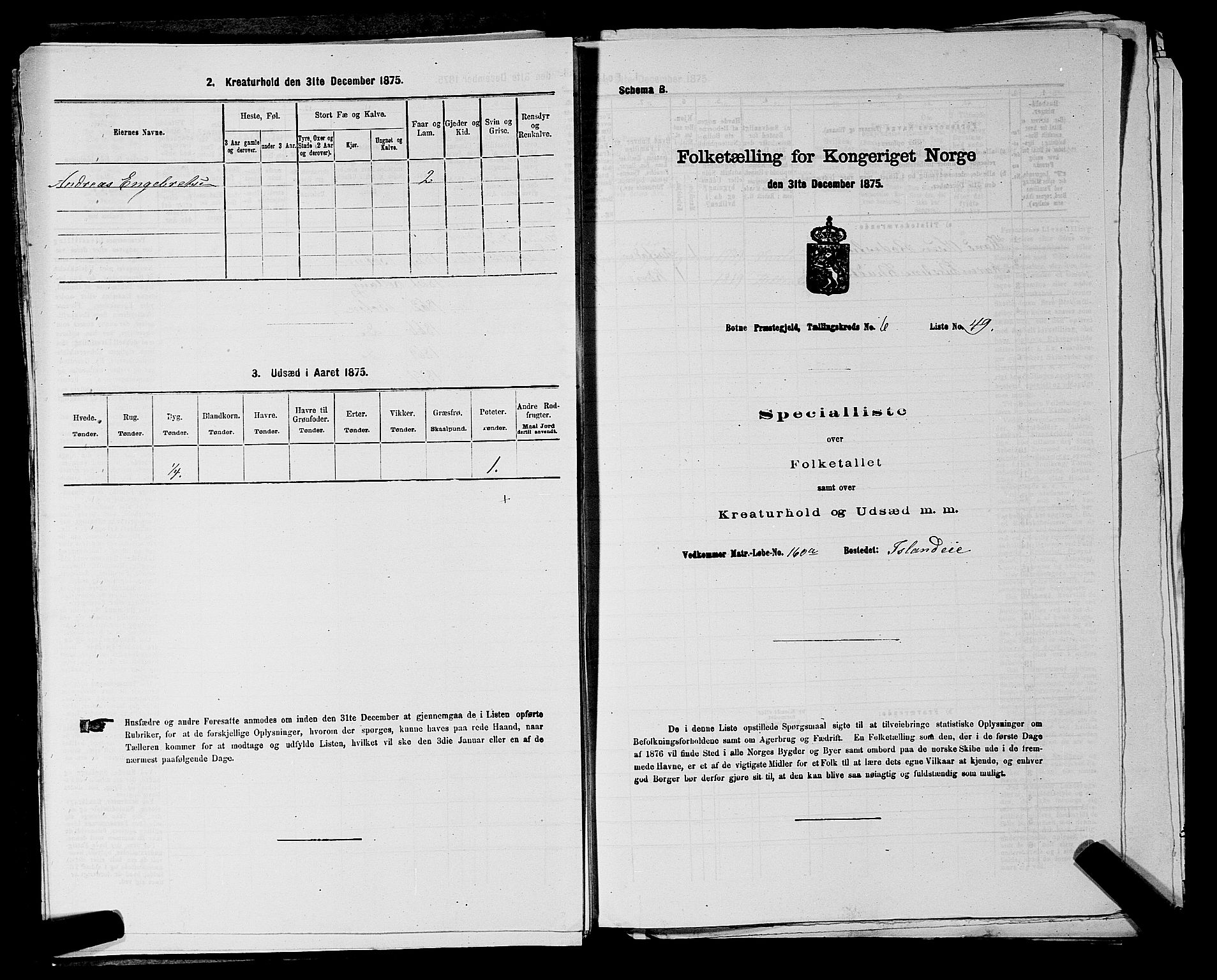 SAKO, 1875 census for 0715P Botne, 1875, p. 574