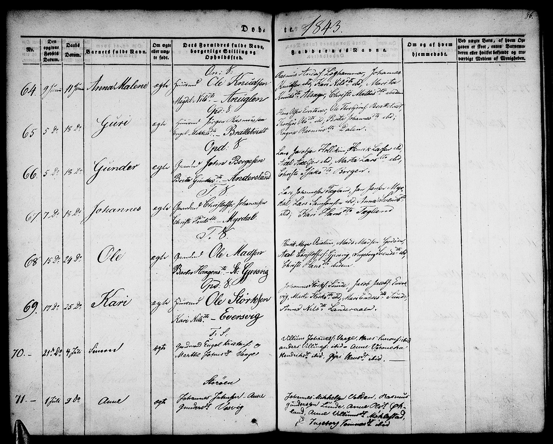 Tysnes sokneprestembete, AV/SAB-A-78601/H/Haa: Parish register (official) no. A 9, 1837-1848, p. 86