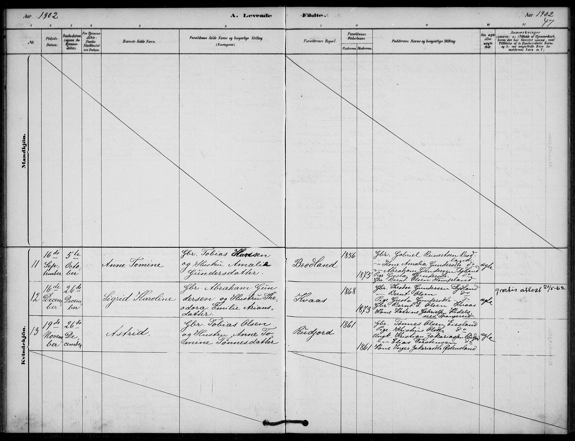 Lyngdal sokneprestkontor, SAK/1111-0029/F/Fa/Fab/L0003: Parish register (official) no. A 3, 1878-1903, p. 47