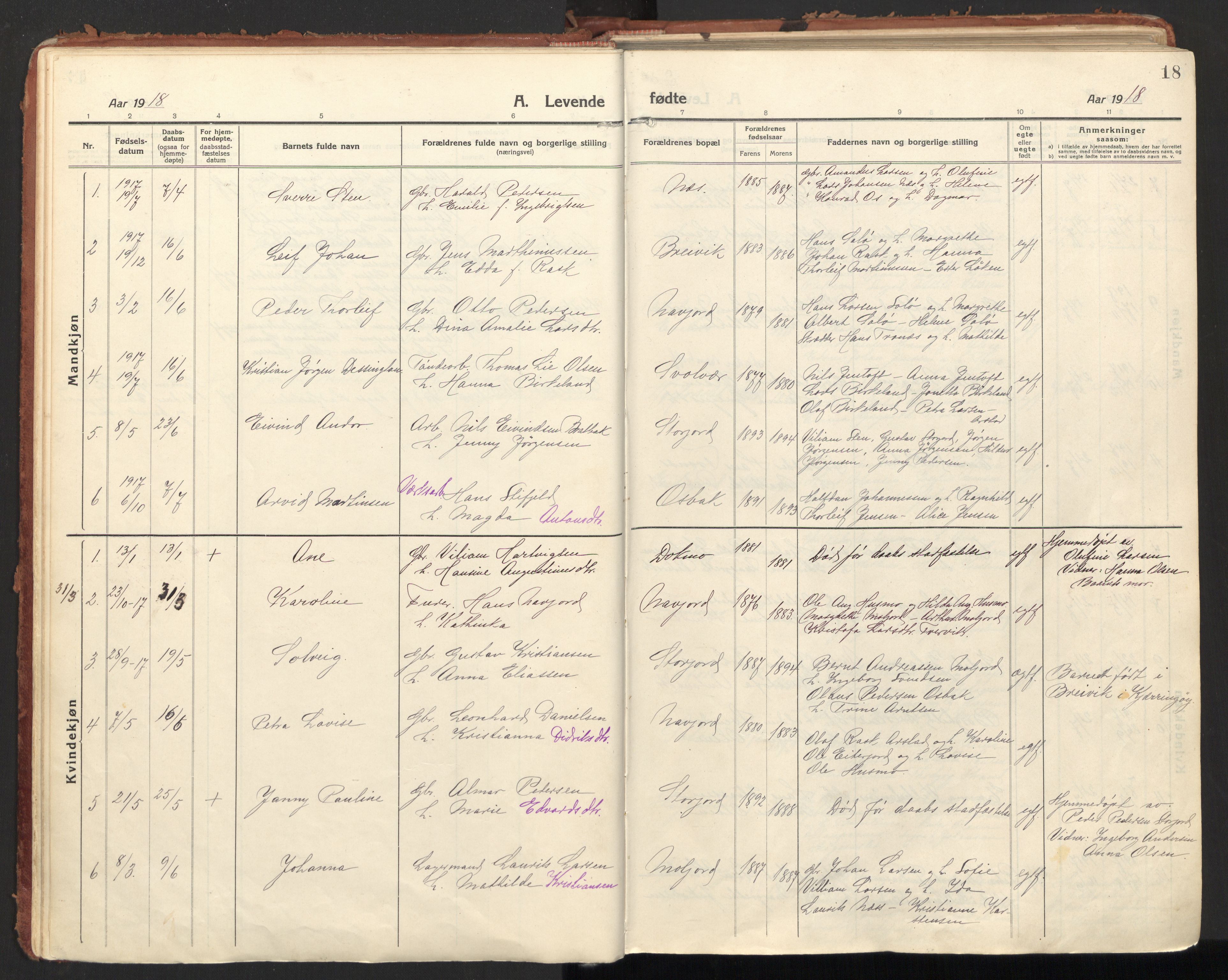 Ministerialprotokoller, klokkerbøker og fødselsregistre - Nordland, SAT/A-1459/846/L0650: Parish register (official) no. 846A08, 1916-1935, p. 18
