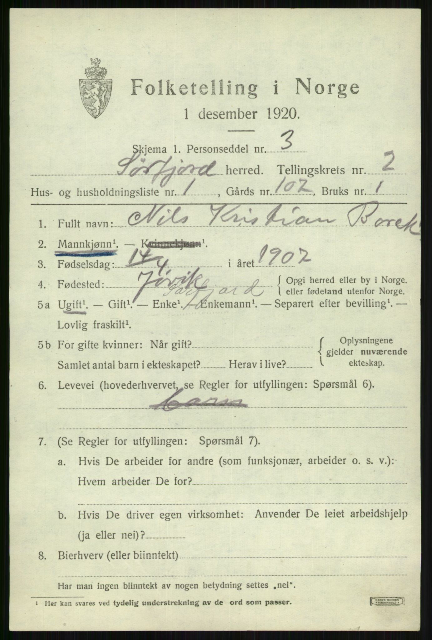 SATØ, 1920 census for Sørfjord, 1920, p. 754