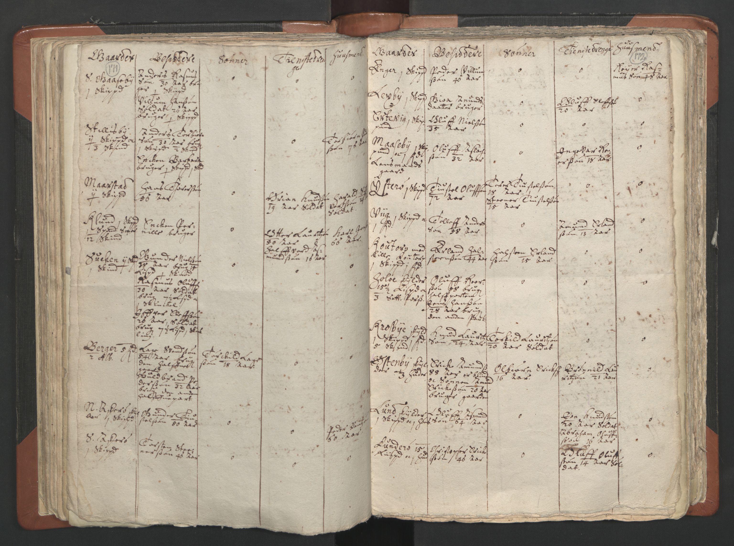 RA, Vicar's Census 1664-1666, no. 2: Øvre Borgesyssel deanery, 1664-1666, p. 171-172